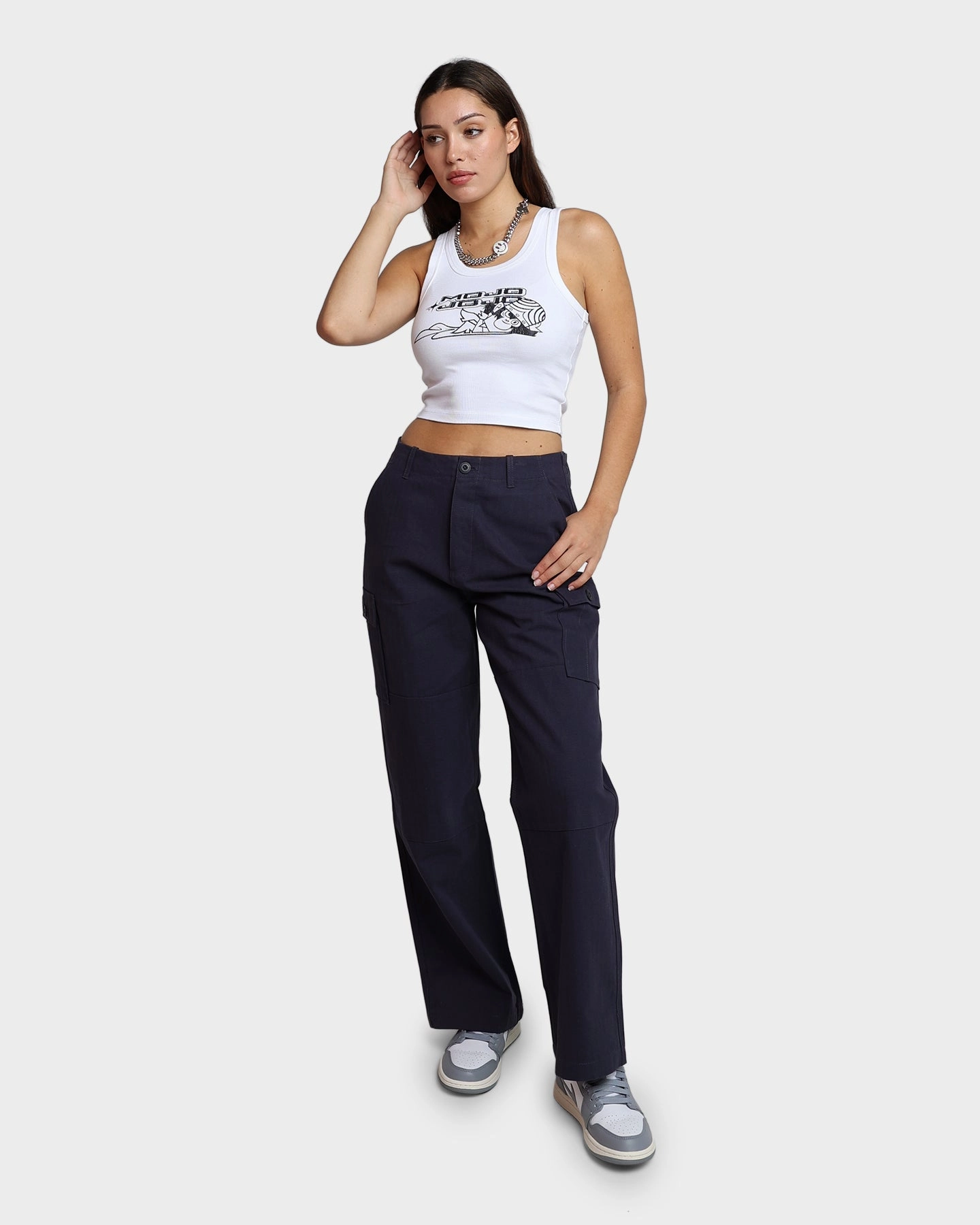 HUF Women's Double Knee Cargo Pants Navy Active Comfort Wear