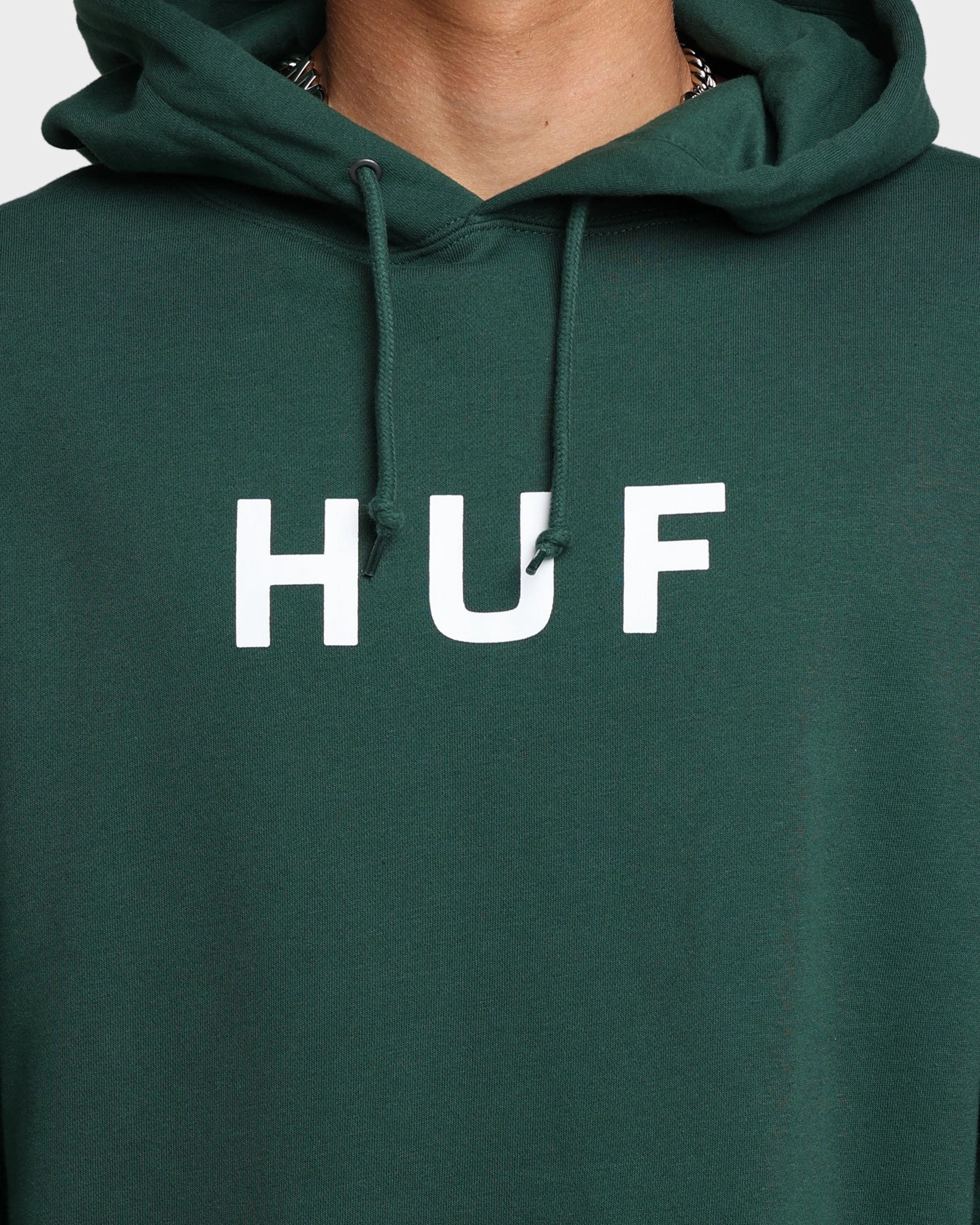 HUF Essentials OG Logo Hoodie Forest Green Soft Shell Material Thermal regulation