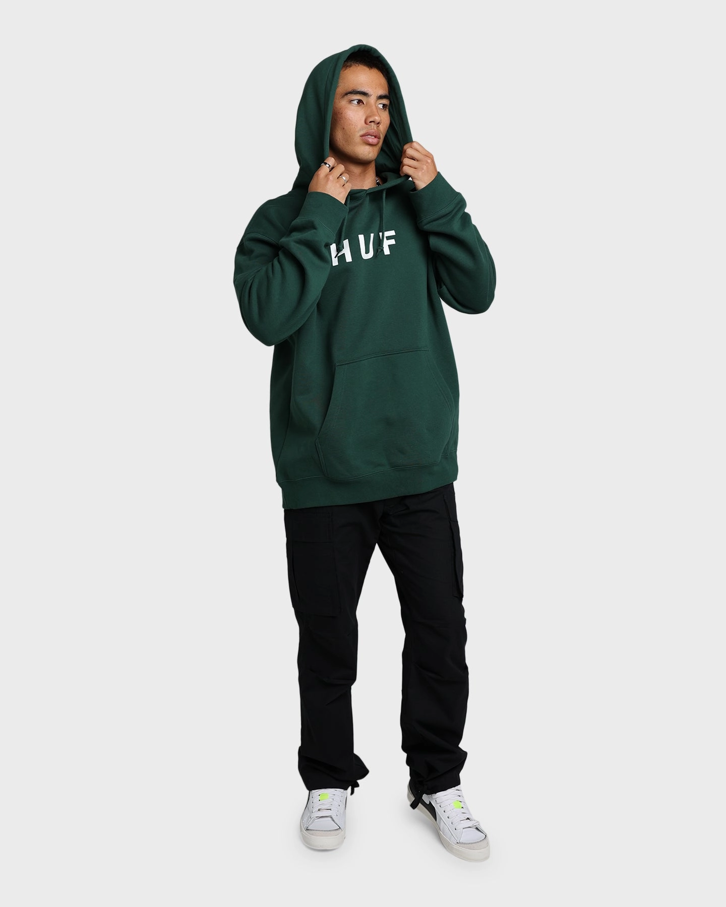 Smooth Zipper Action Performance Outerwear HUF Essentials OG Logo Hoodie Forest Green
