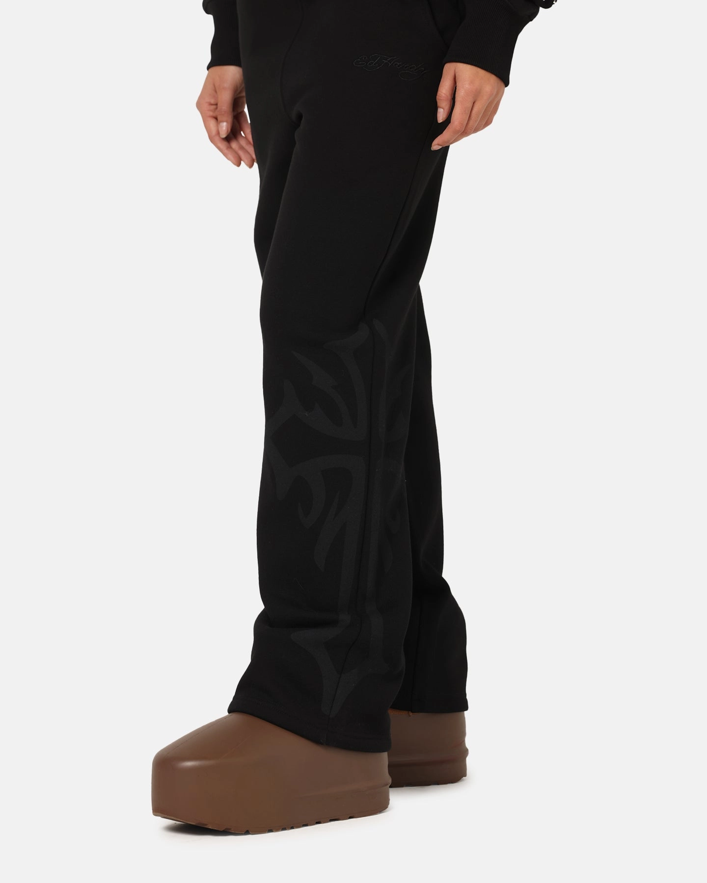 Outdoor Use Relaxed Fit Design Ed Hardy Trinity Sweatpants Black