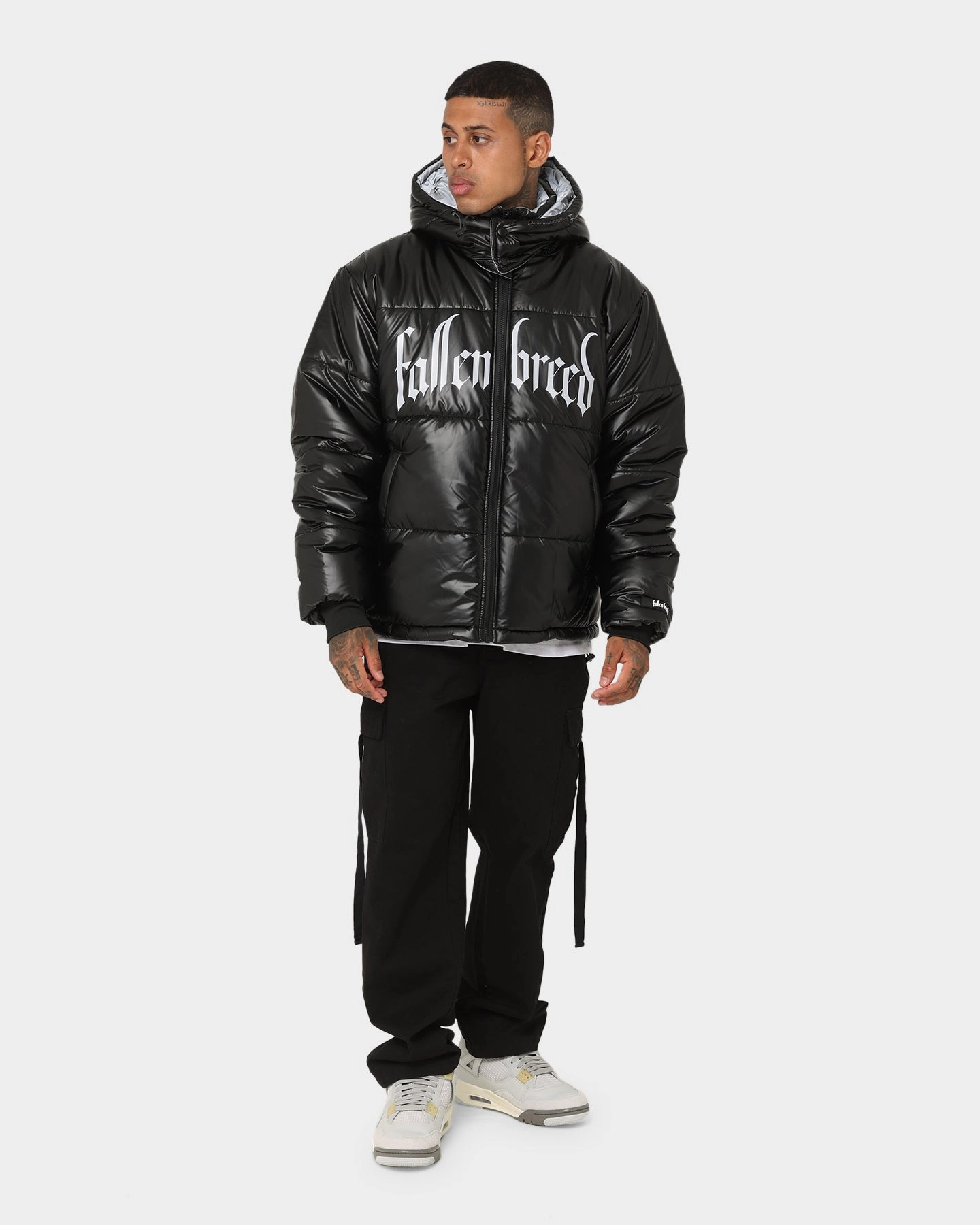 nylon Benefit Fallen Breed Logo Puffer Jacket Black