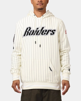 Light Reflective Logos Pro Standard Las Vegas Raiders Pinstripe Hoodie Eggshell/Yellow