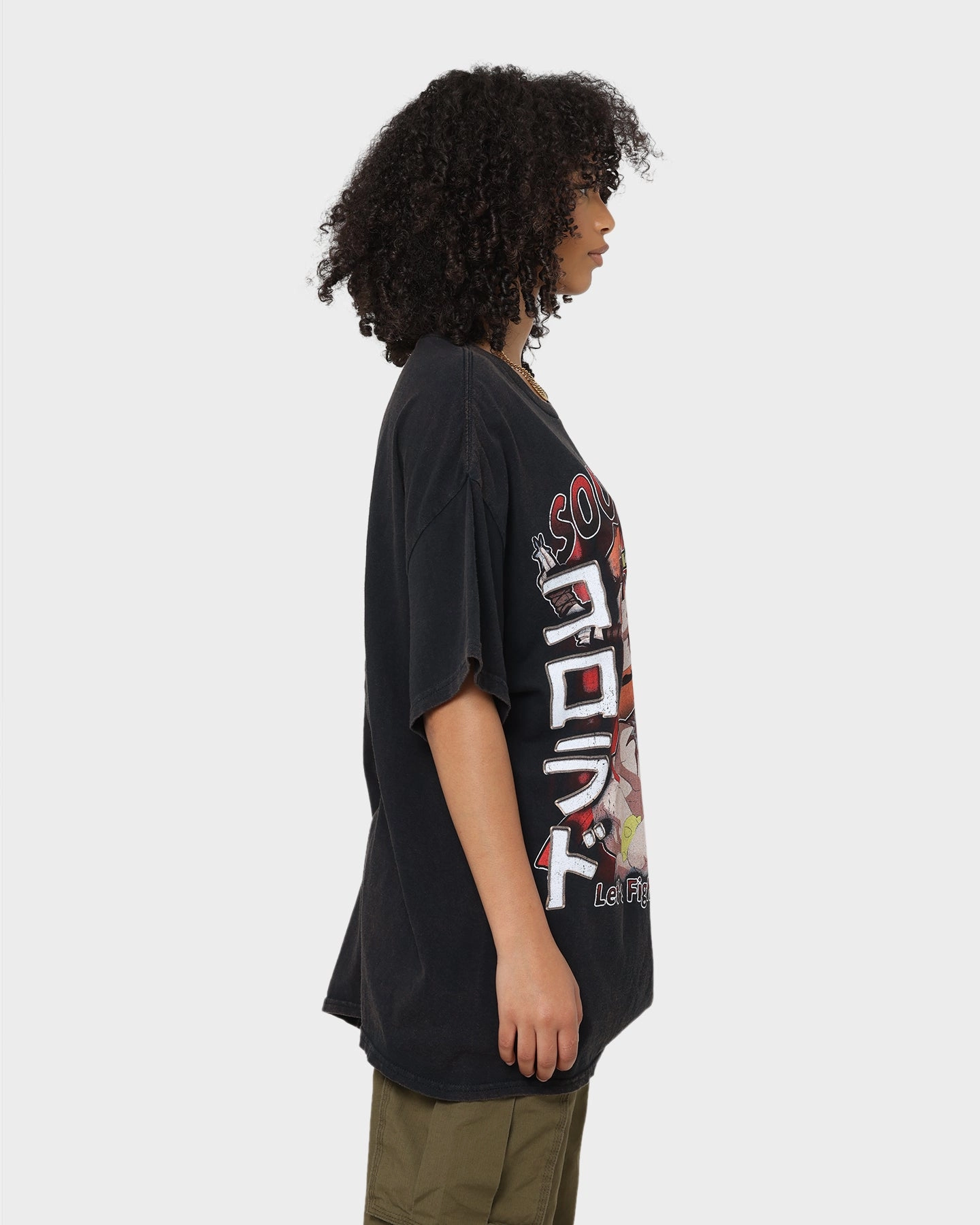 Goat Crew X South Park Let's Fighting Love Vintage T-Shirt Black Wash loose fitting