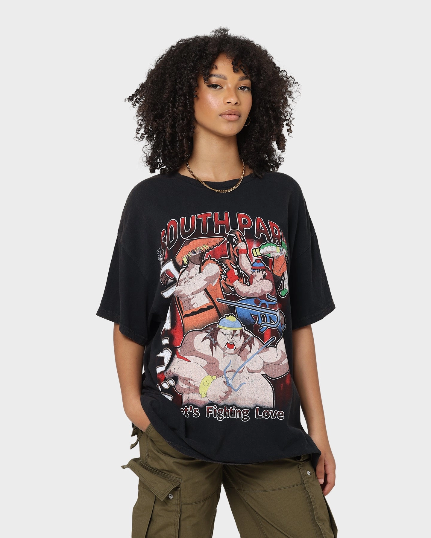 Goat Crew X South Park Let's Fighting Love Vintage T-Shirt Black Wash Smart Fashion