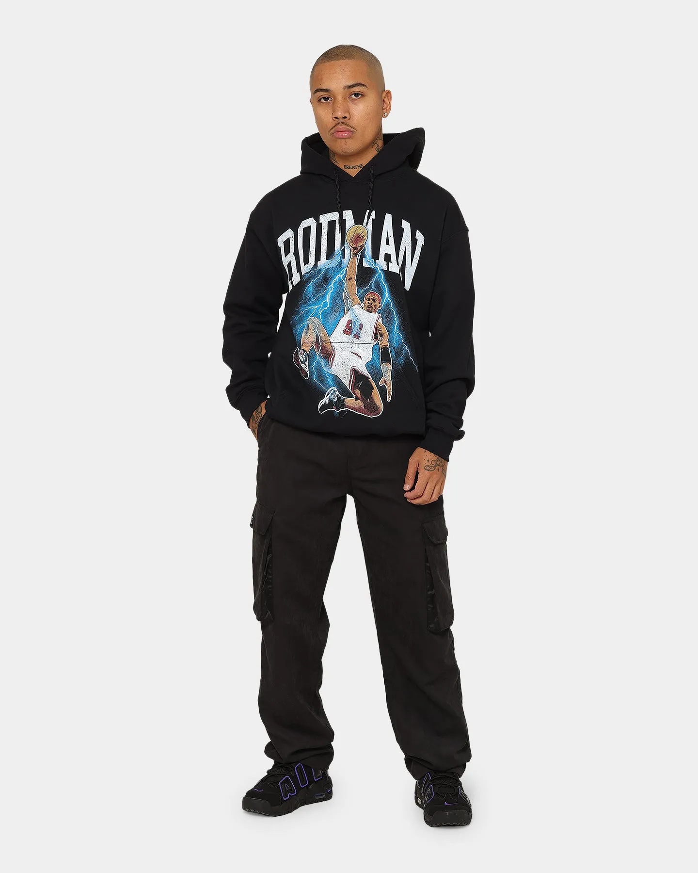 Rodman Brand Rodman Glow Dunk Hoodie Black Front Pockets Storm Protection