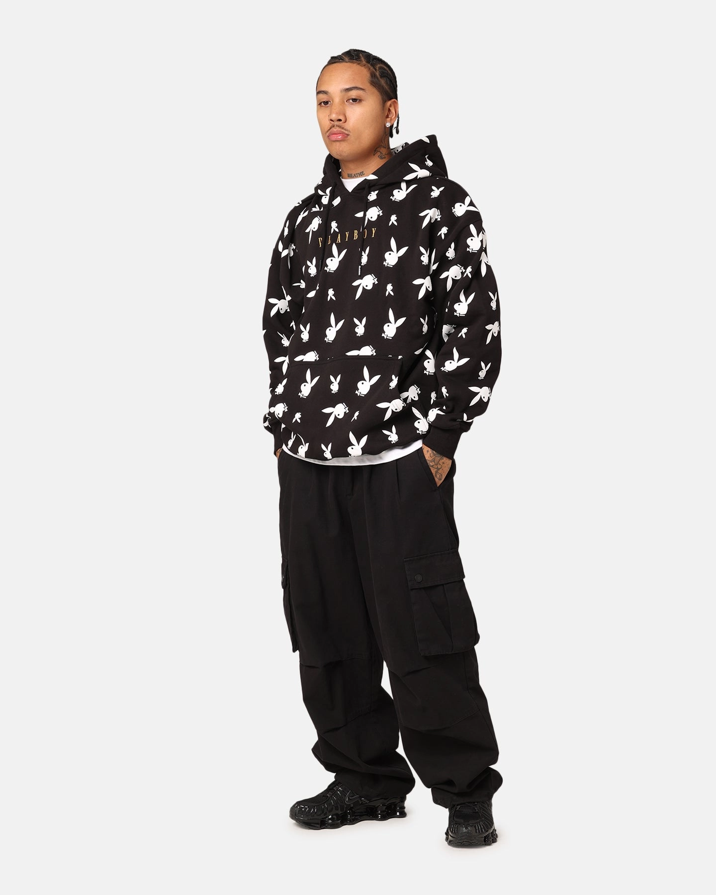 Antiperspirant Playboy Gold Bunny All Over Hoodie Black