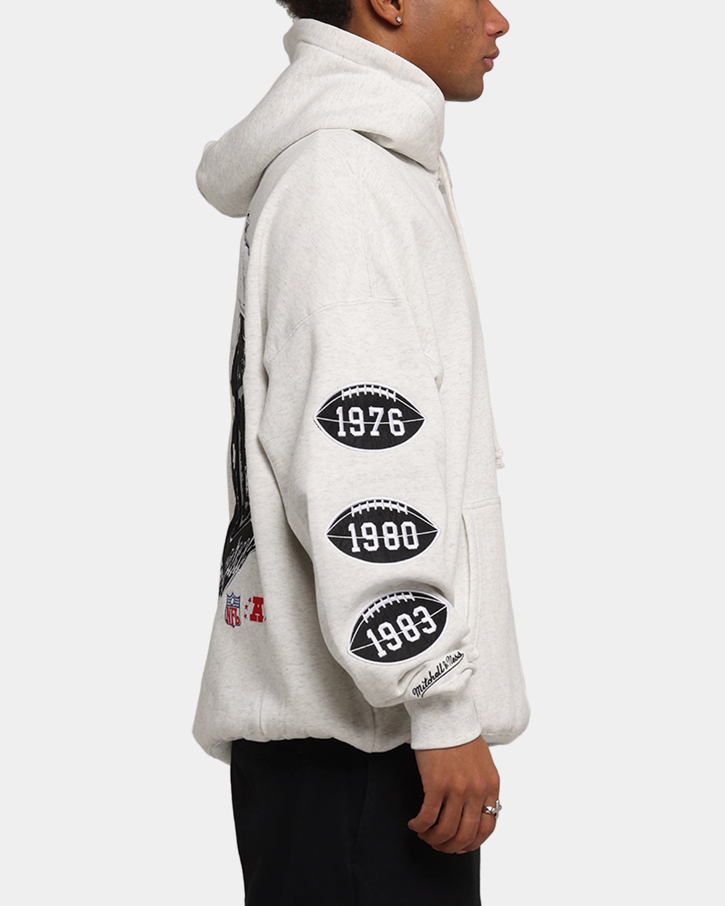 Mitchell & Ness Las Vegas Raiders National Champions Hoodie Silver Marle Functional Fit Lightweight Padding