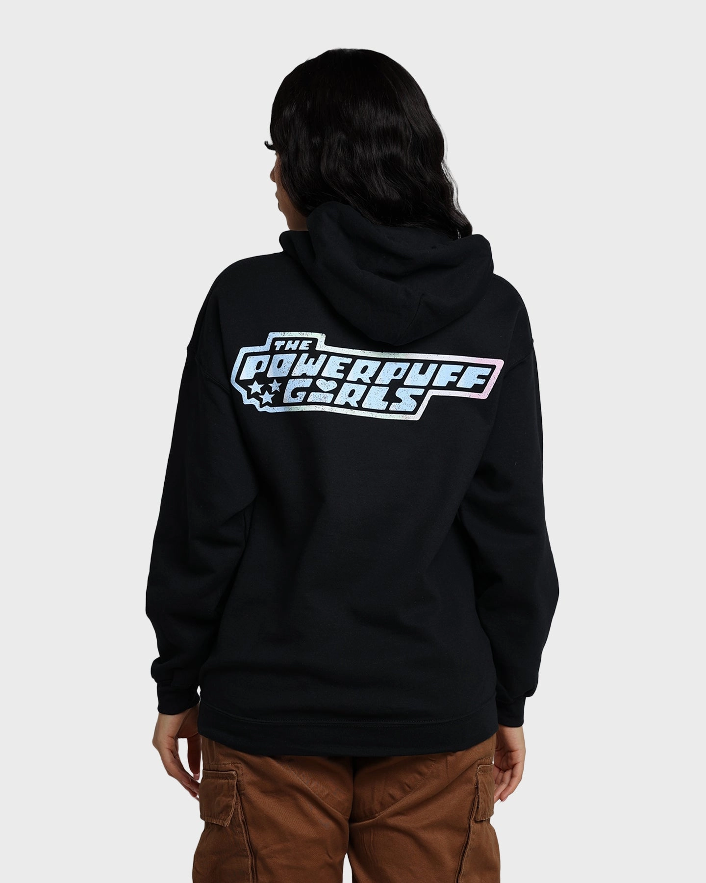 American Thrift X Powerpuff Girls Powerpuff Grid Logo Hoodie Black Consent suitable for extreme sports