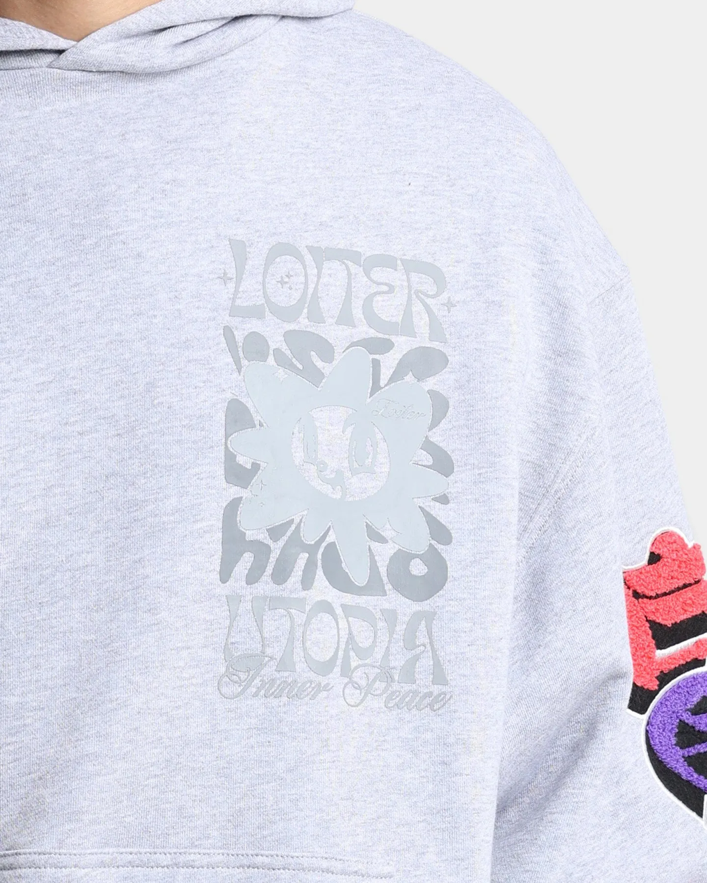 Loiter Fleur Hoodie Grey Round-neck Classic Comfort