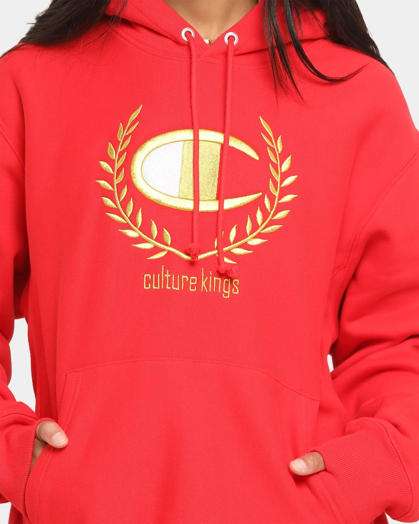 Champion Champion x Culture Kings Rev Weave Hoodie Red/Gold Efficient Protection