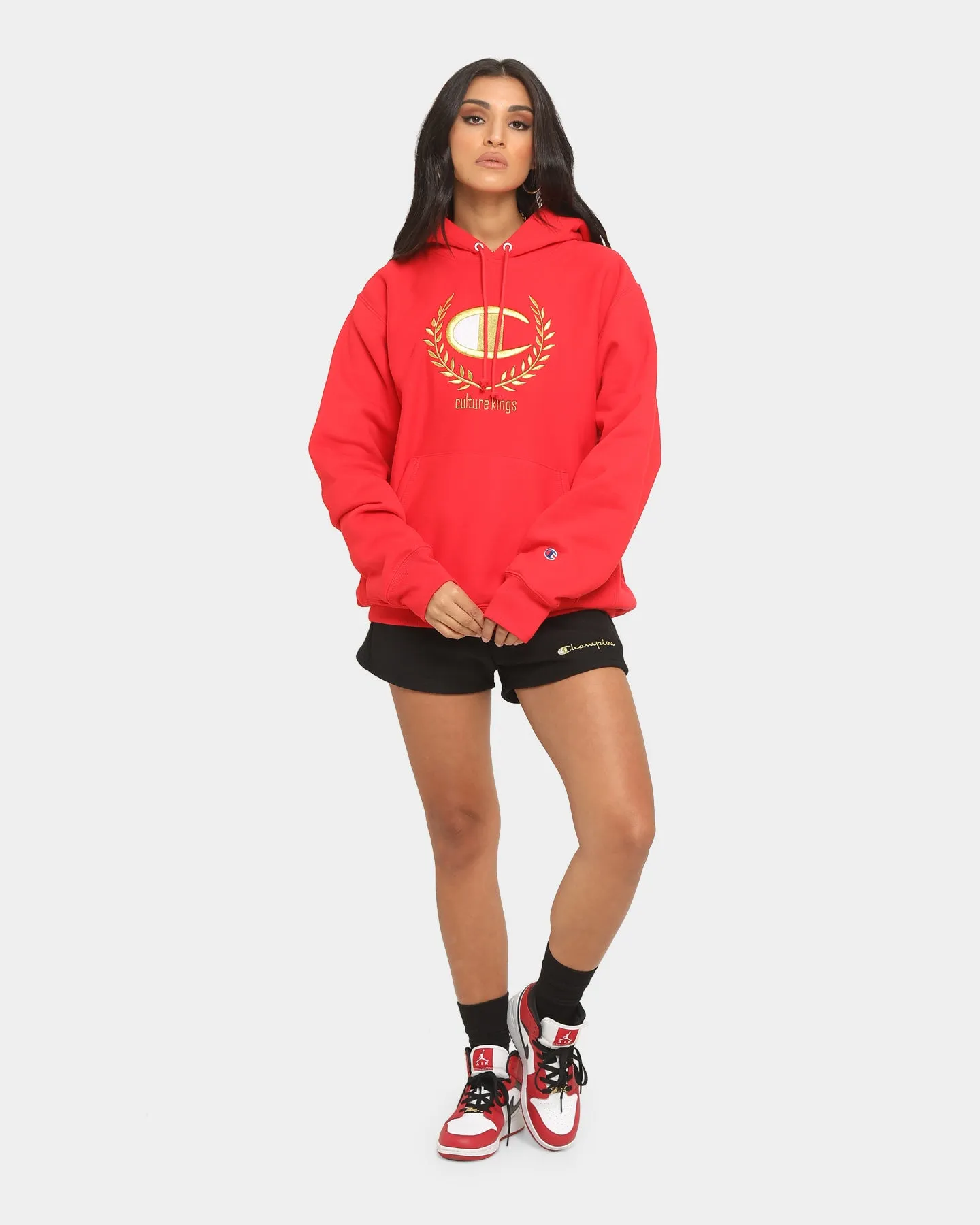 Champion Champion x Culture Kings Rev Weave Hoodie Red/Gold Flexible Movement