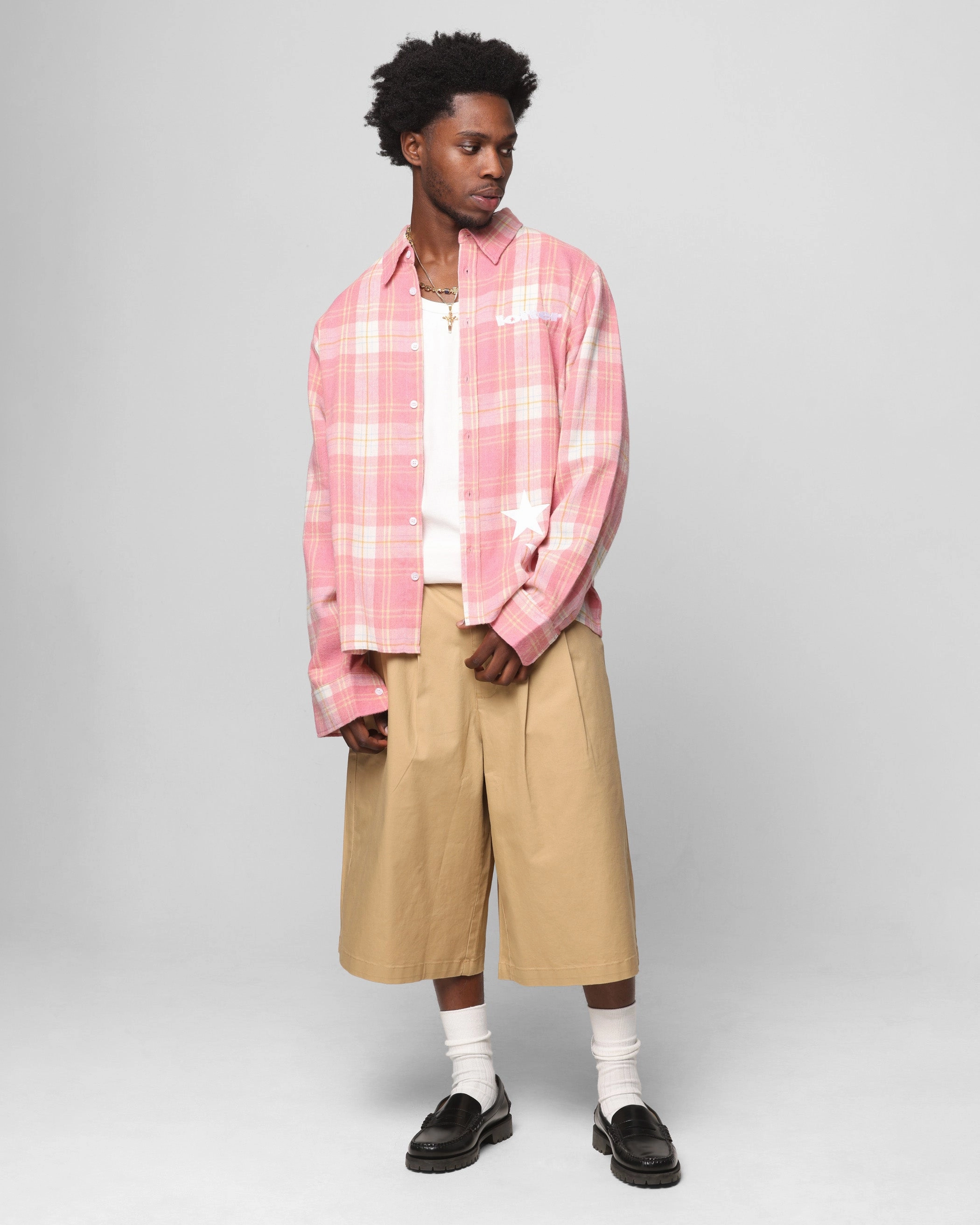 Loiter Solar Button Up Shirt Red Check Flexible Material Durable Buttons