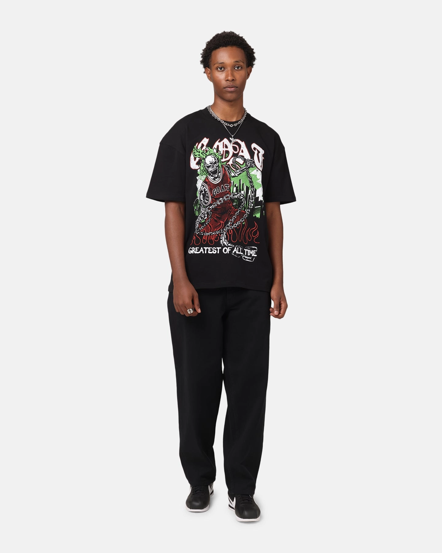 Goat Crew Goat Skull Vintage T-Shirt Black Thermal Regulation Fabric