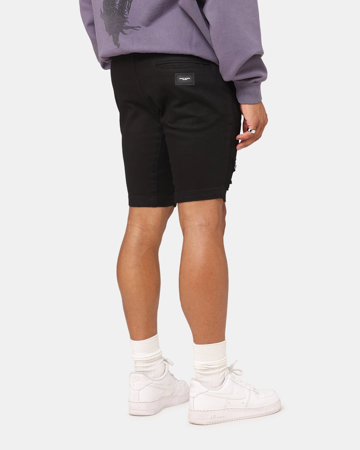 Tactile Feedback Loops Recycled Polyester Blend Saint Morta Annex V2 Denim Shorts Black