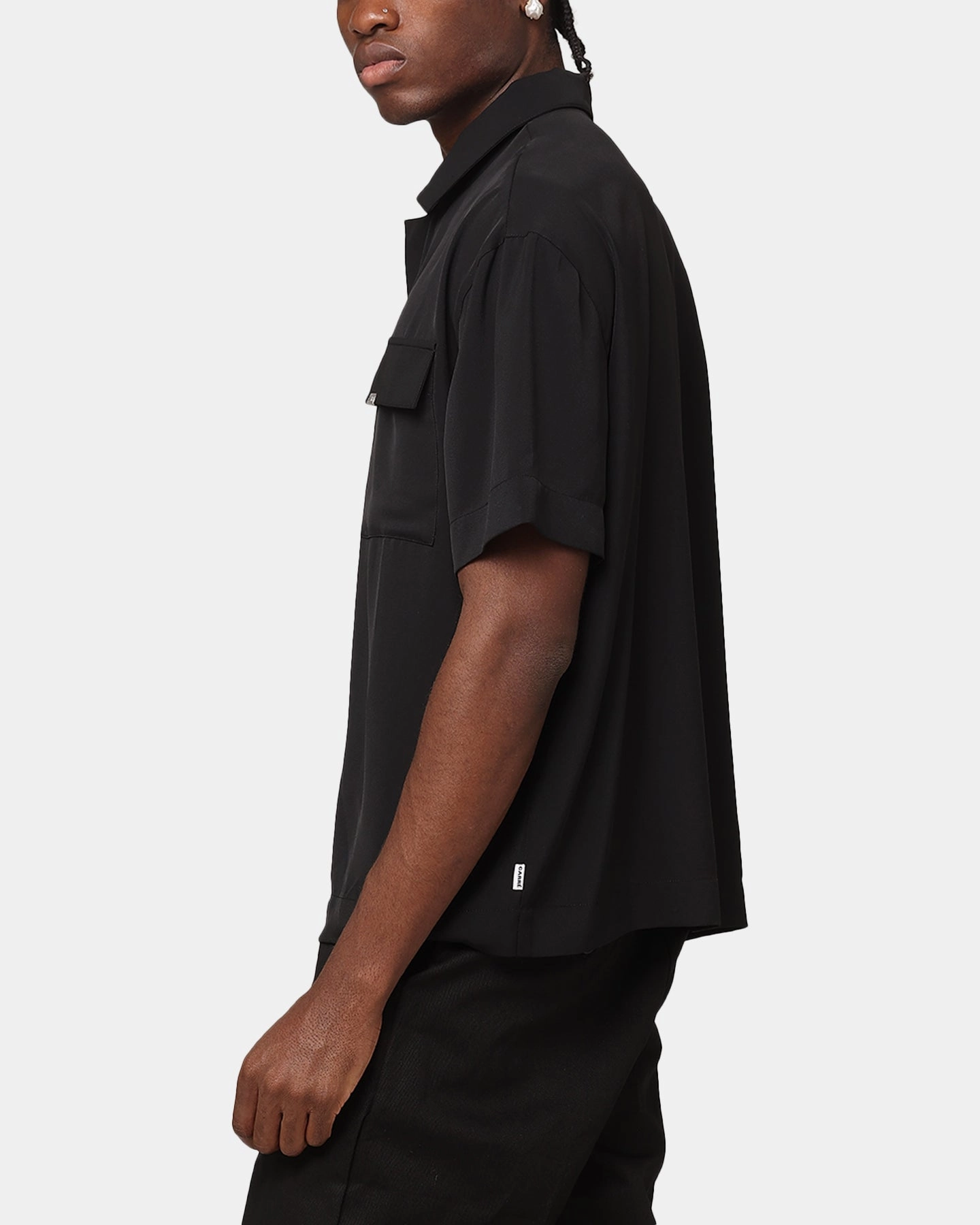 Carr?? Exceptional Pocket Oversized Shirt Black Minimalist Closure Modern Aesthetic