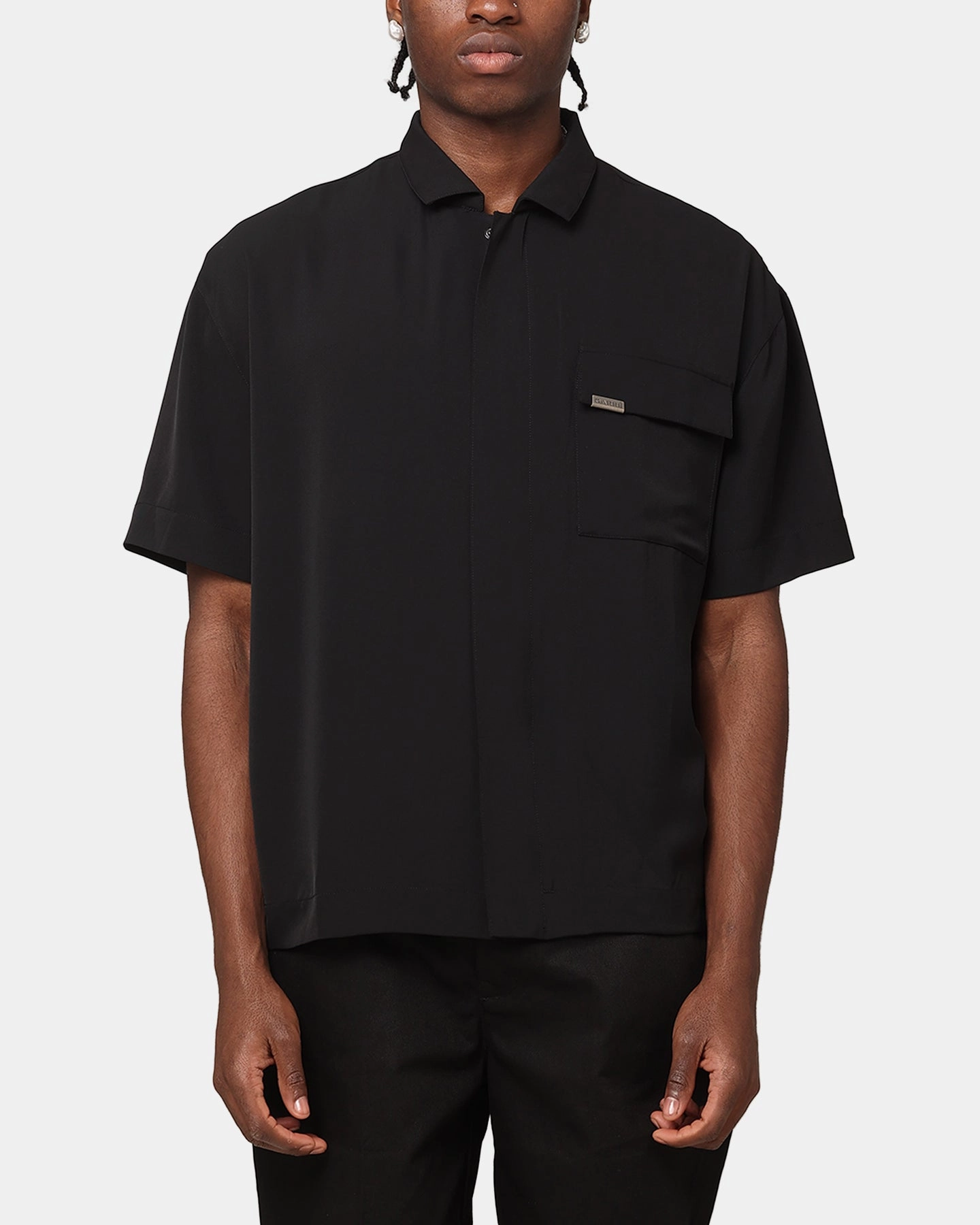 Carr?? Exceptional Pocket Oversized Shirt Black Summer Vibes Practical Choice
