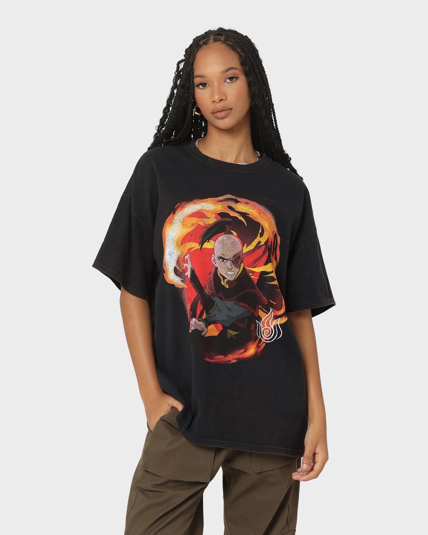 Outdoor Activity Moisture wicking Goat Crew x Avatar: The Last Airbender Fire Elements Vintage T-Shirt Black Wash