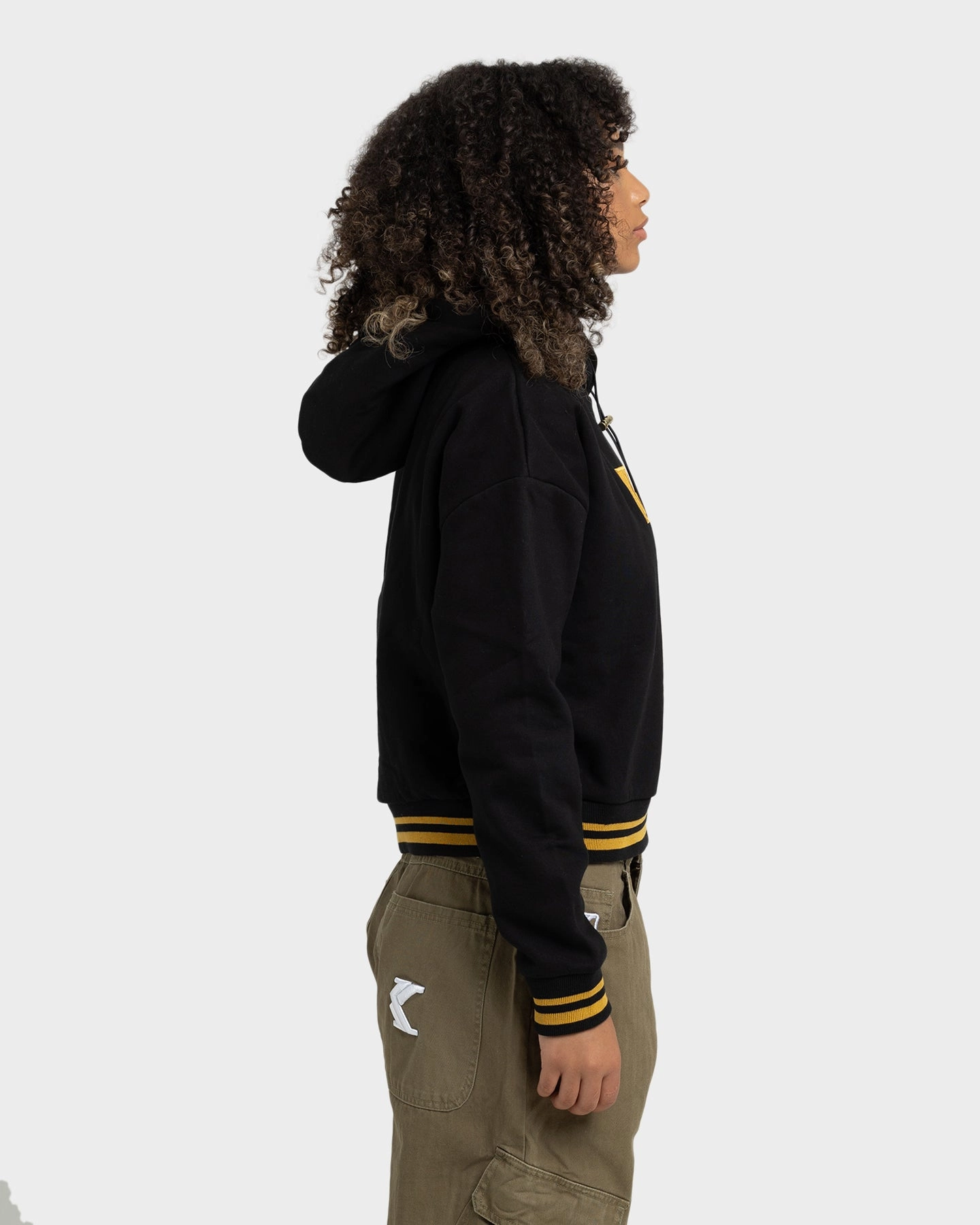 Karl Kani Women's Small Signature Box Hoodie Black Weatherproof Zippers