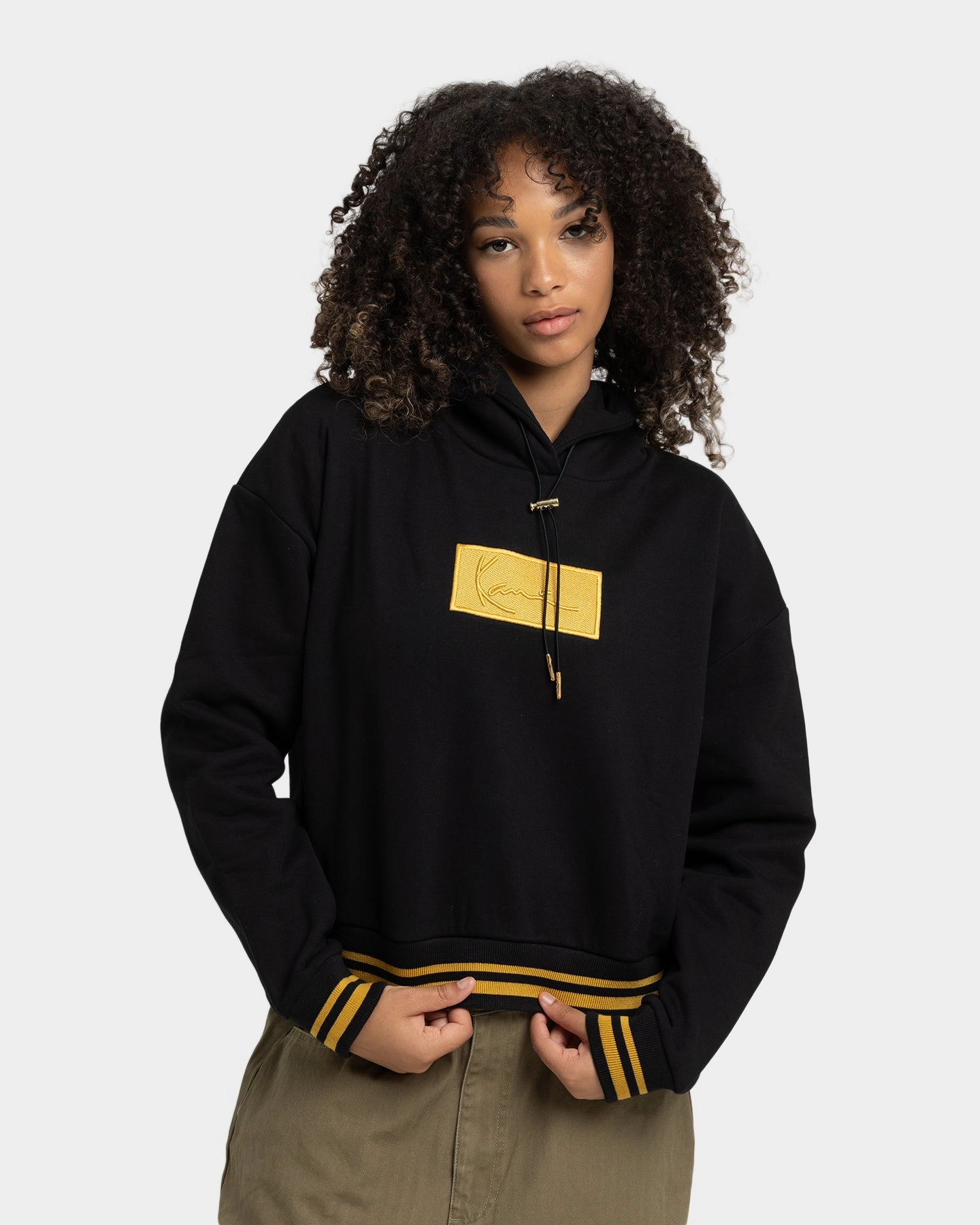 Karl Kani Women's Small Signature Box Hoodie Black Urban Adventure Seamless Integration