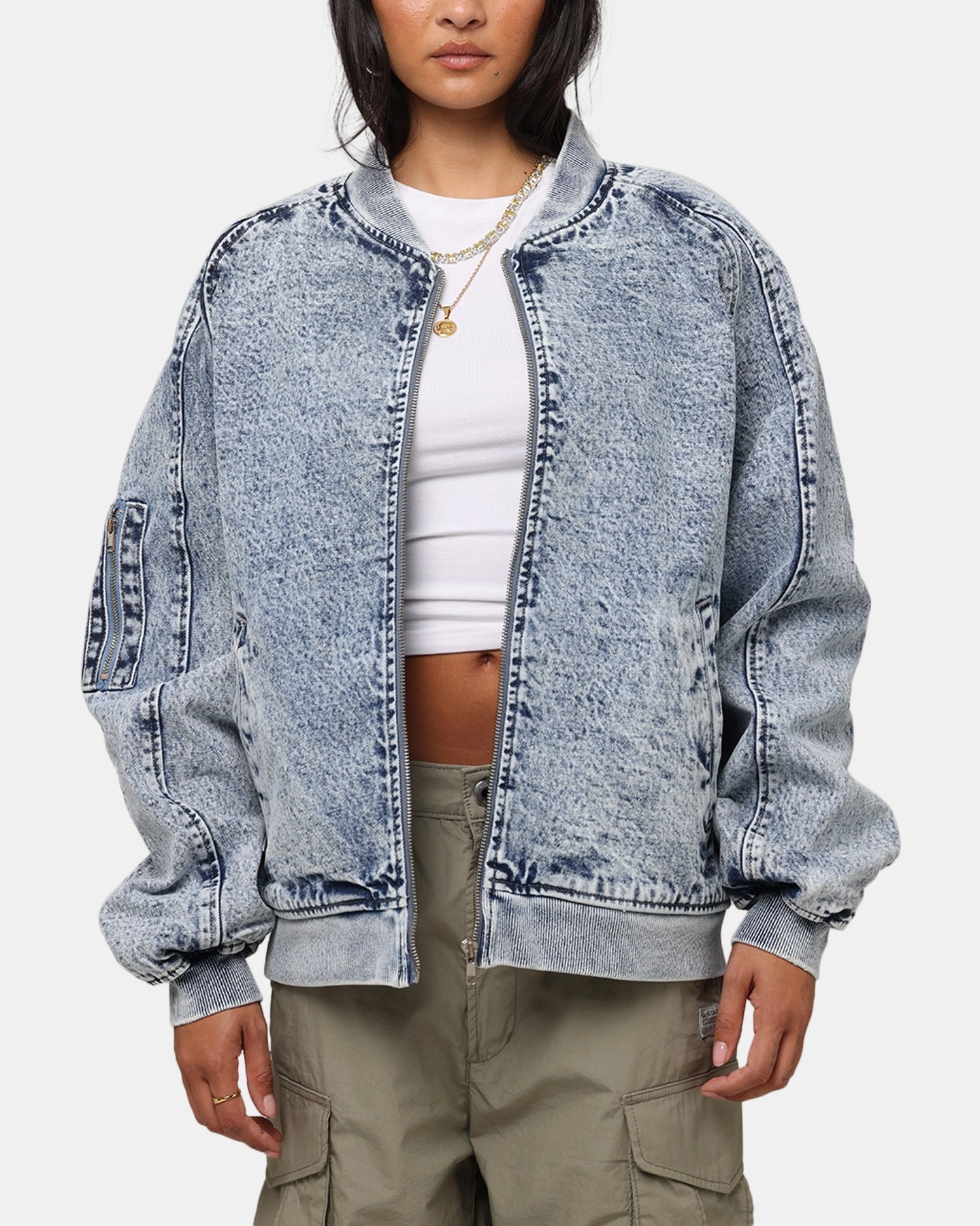 Saint Morta Flight Denim Jacket Blue Stonewash Rain Safe