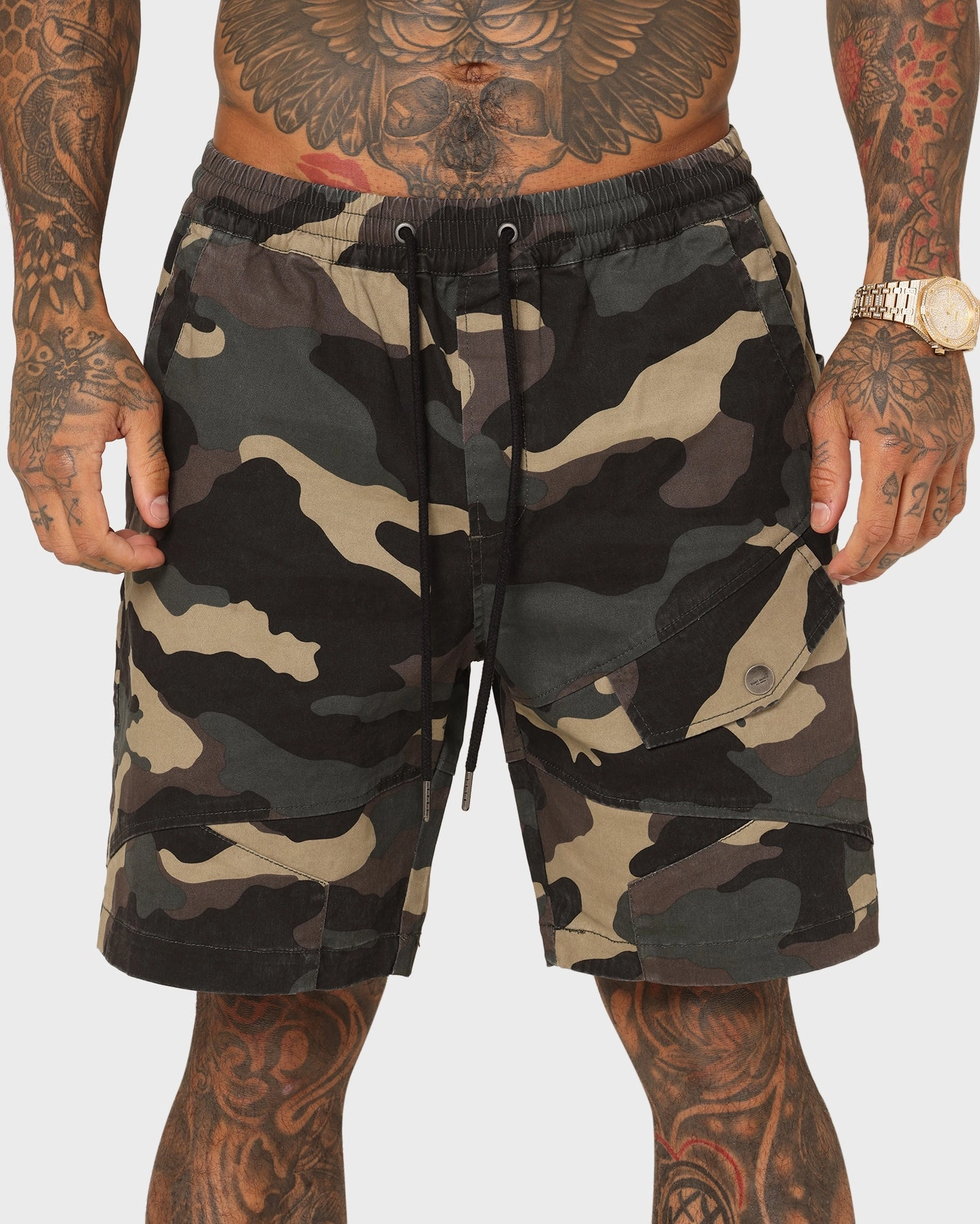 Travel Essential Saint Morta Syndicate Cargo Shorts Camo