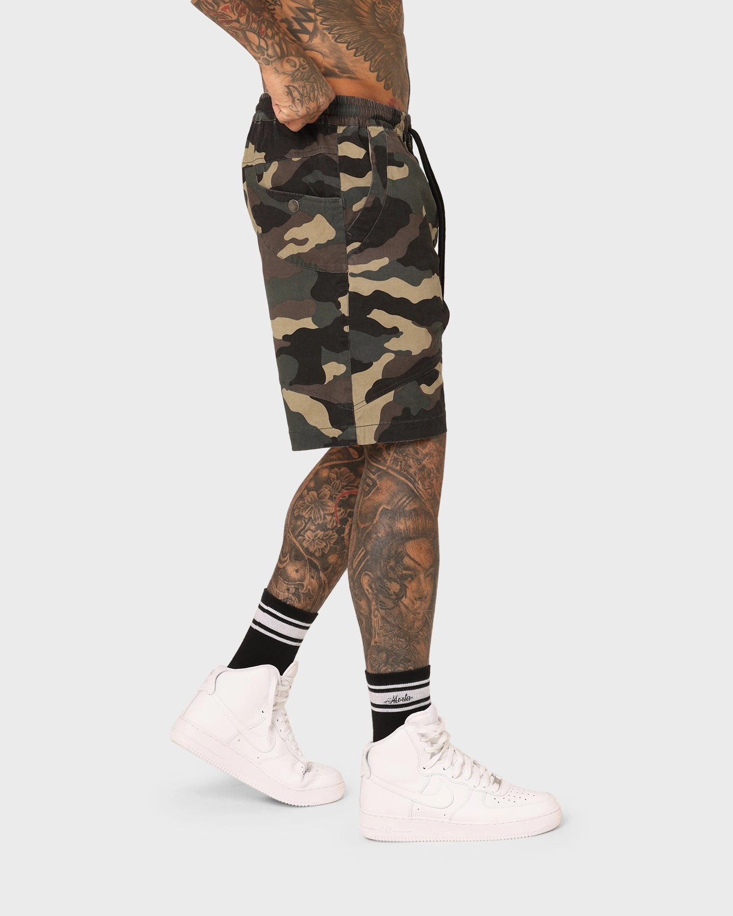 Flexible Stretch Waist Saint Morta Syndicate Cargo Shorts Camo