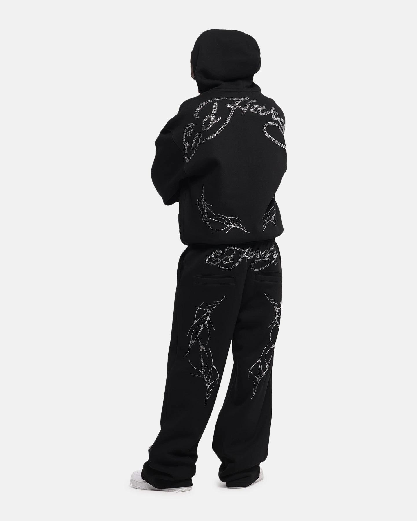 Legacy Thermal Reflective Lining Ed Hardy Cyber Rhinestone Zip-Up Hoodie Black