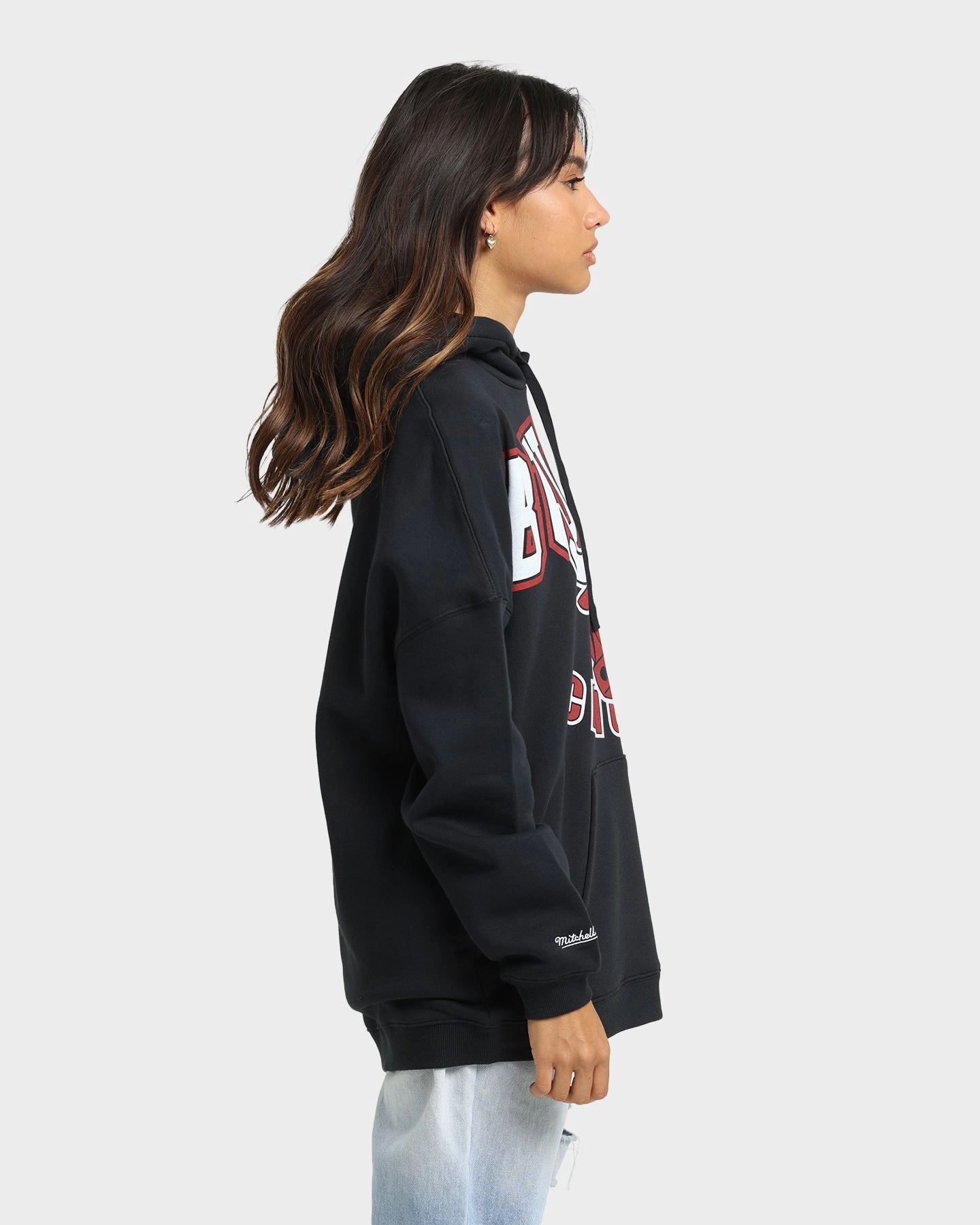 Mitchell & Ness Chicago Bulls XL Invert Arch Vintage Hoodie Faded Black Durable Zippers Stretchable