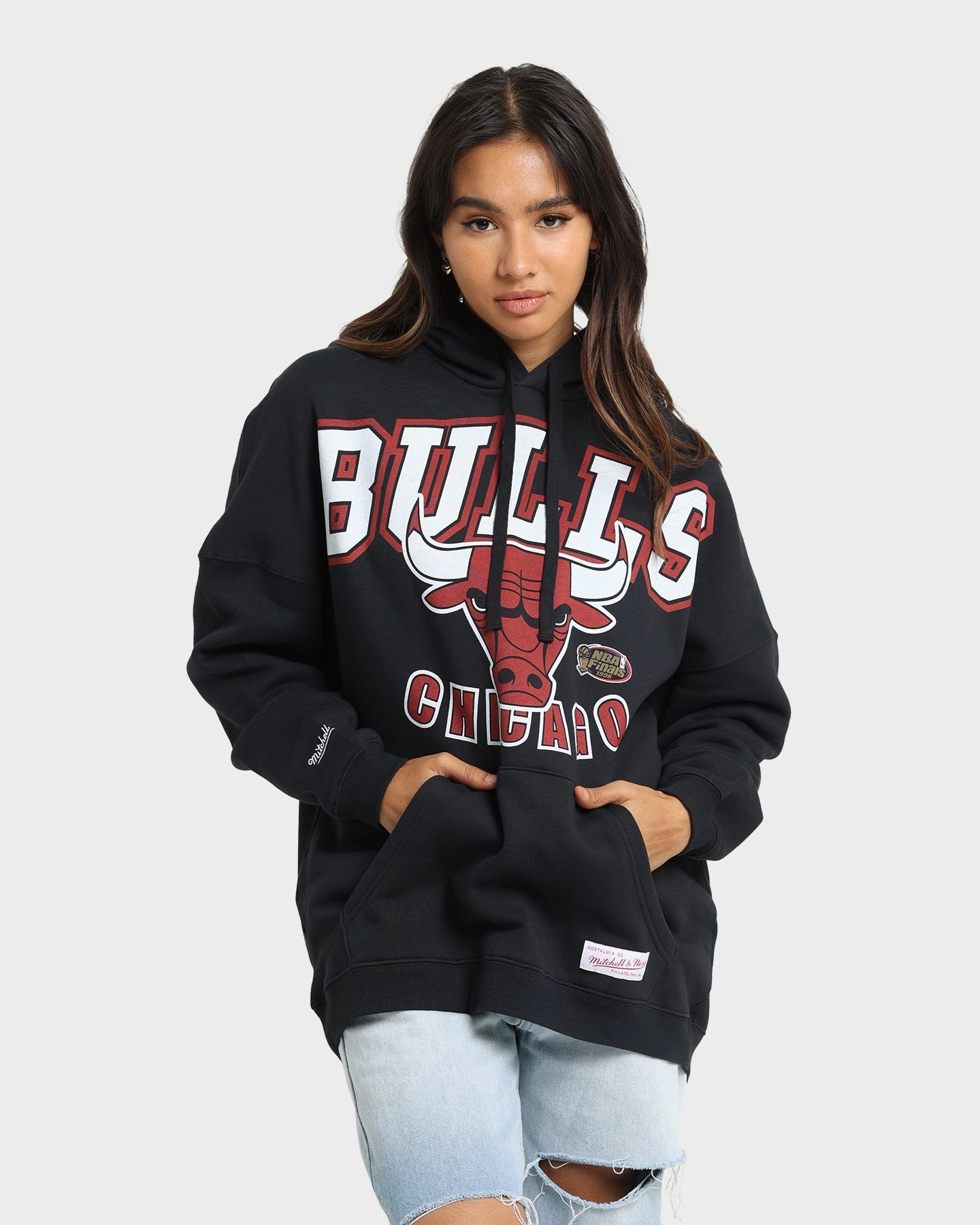 Gel Luggage Mitchell & Ness Chicago Bulls XL Invert Arch Vintage Hoodie Faded Black