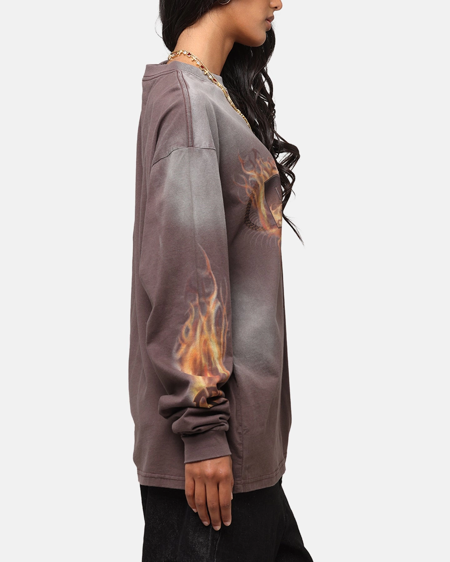 Pantera Pantera Vintage Long Sleeve T-Shirt Dark Brown Fashion Outfit