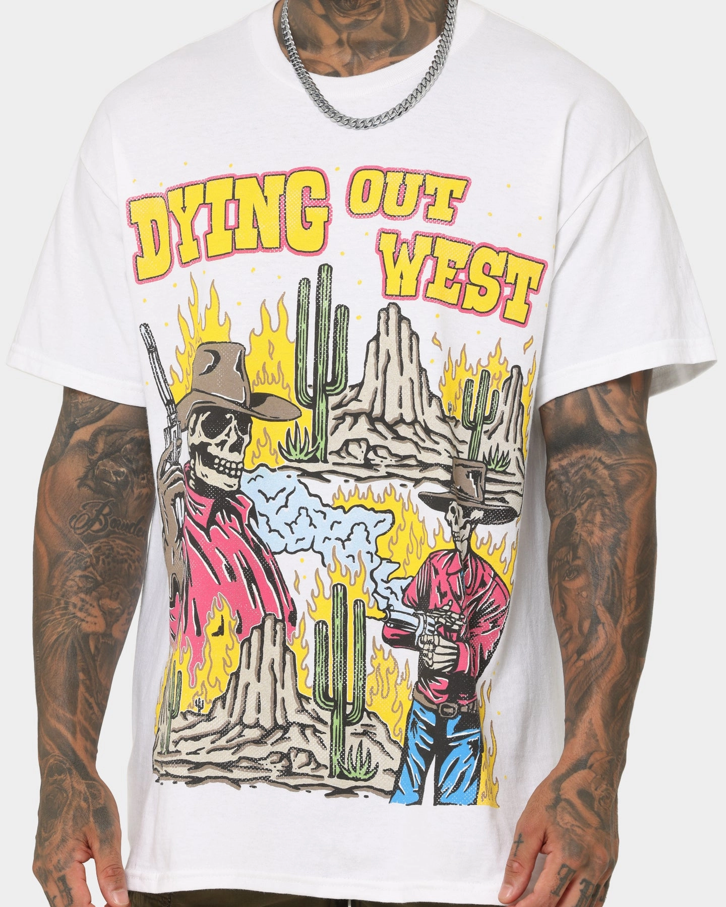 Goat Crew Dying Out West Vintage T-Shirt White Versatile Layer