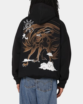 73 Studio X Naruto Shippuden Kurama Premium Hoodie Black High Neck Zippered Closure