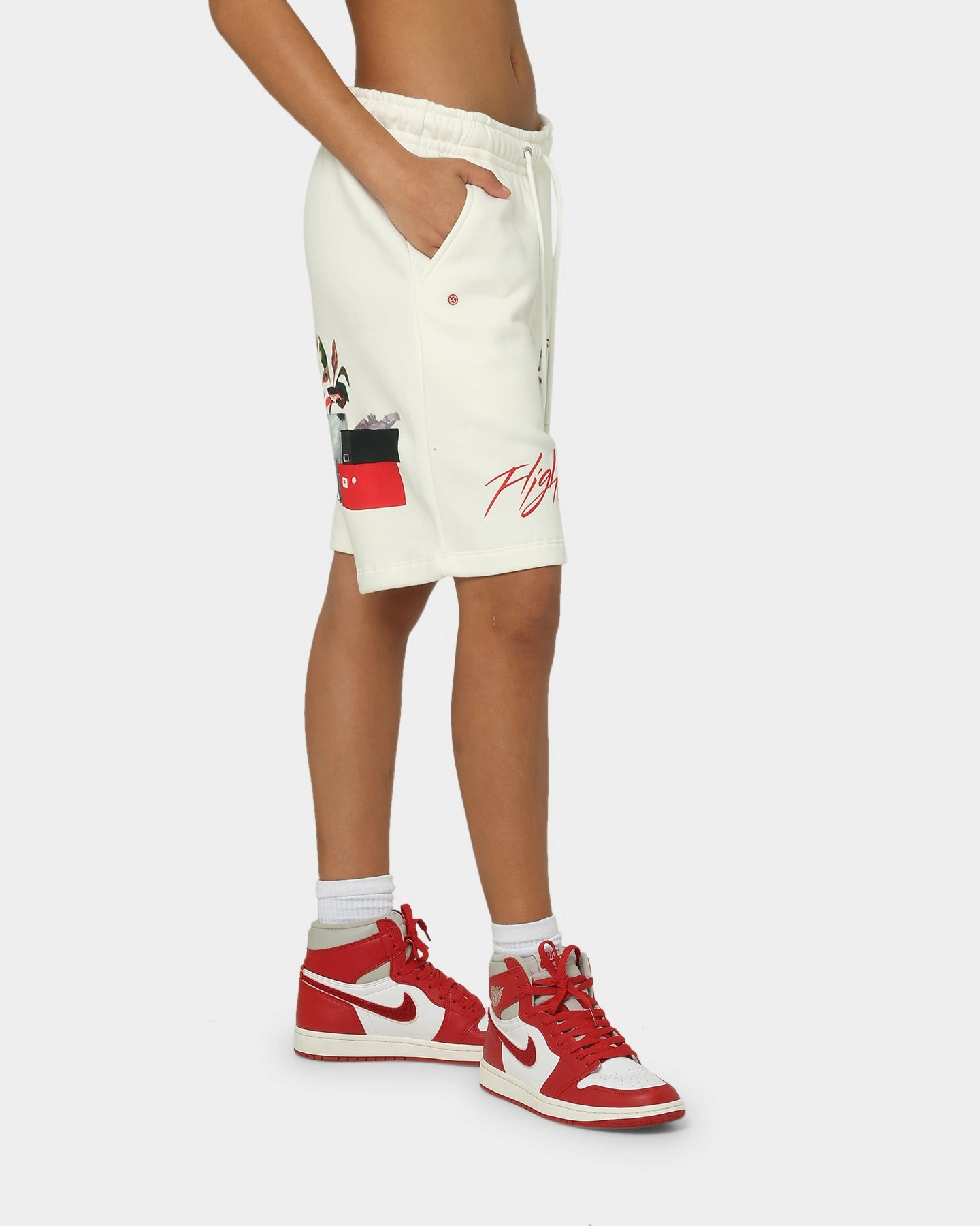 Jordan Flight Artist Series Fleece Shorts Sail/Black/University Red Non Irritating Tagless sophisticated appearance