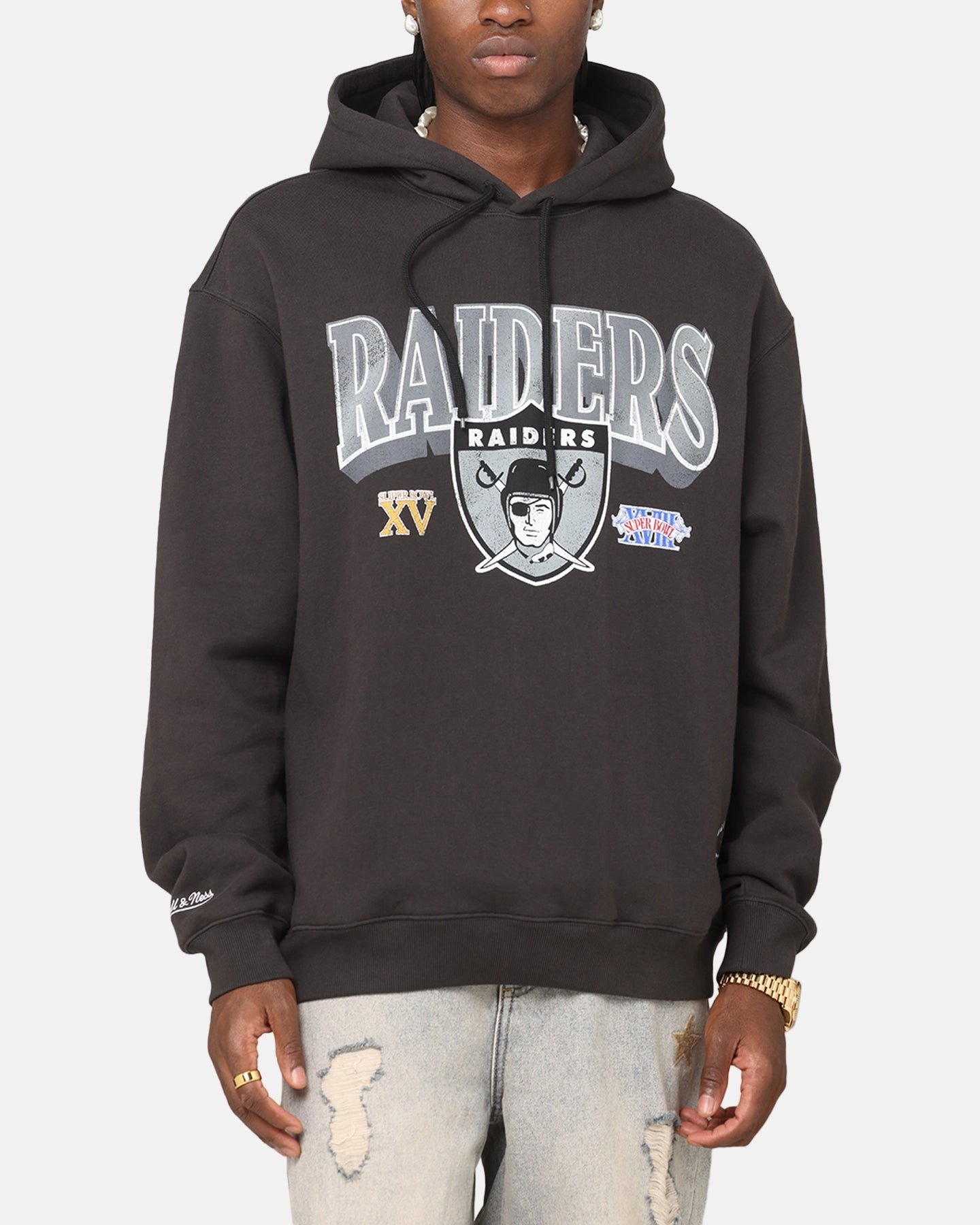 Mitchell & Ness Las Vegas Raiders Arch Hoodie Faded Black Hiking wear Caribou like