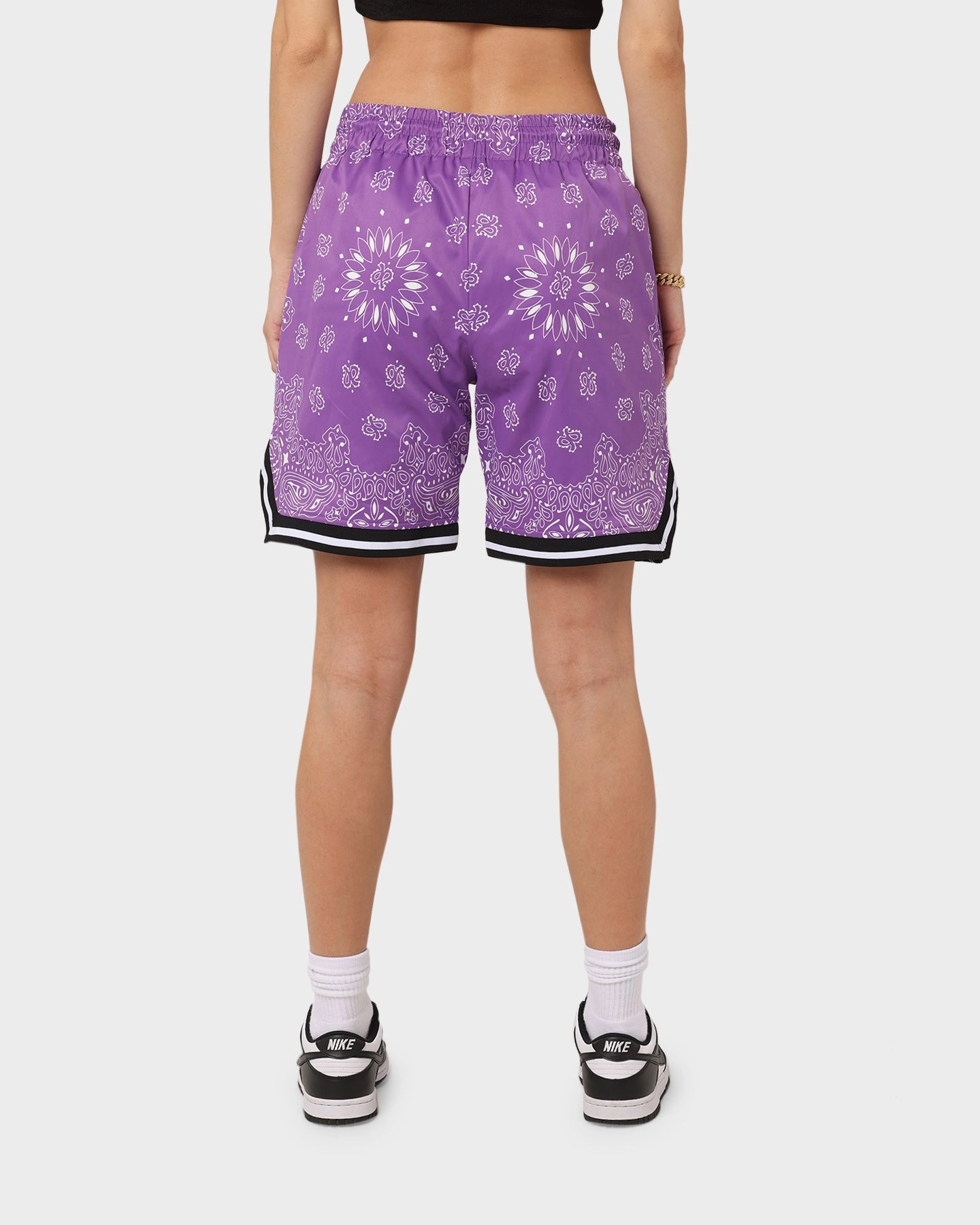 XXIII Mike Paisley Basketball Shorts Purple Microfiber Blend Fabric