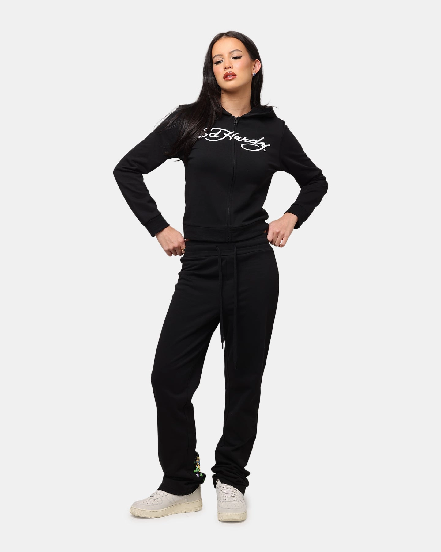 All-Season Wear Comfort Fit Ed Hardy Women's Flora Trackpants Black