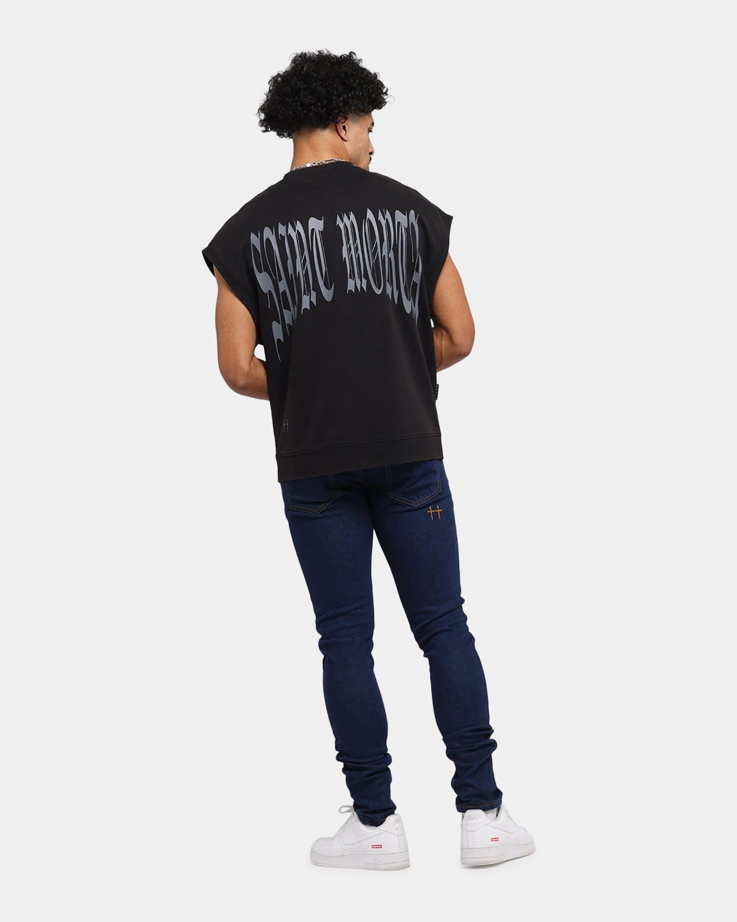 Stylish Comfort Saint Morta Vill Park Cut Off Sweater Vintage Black