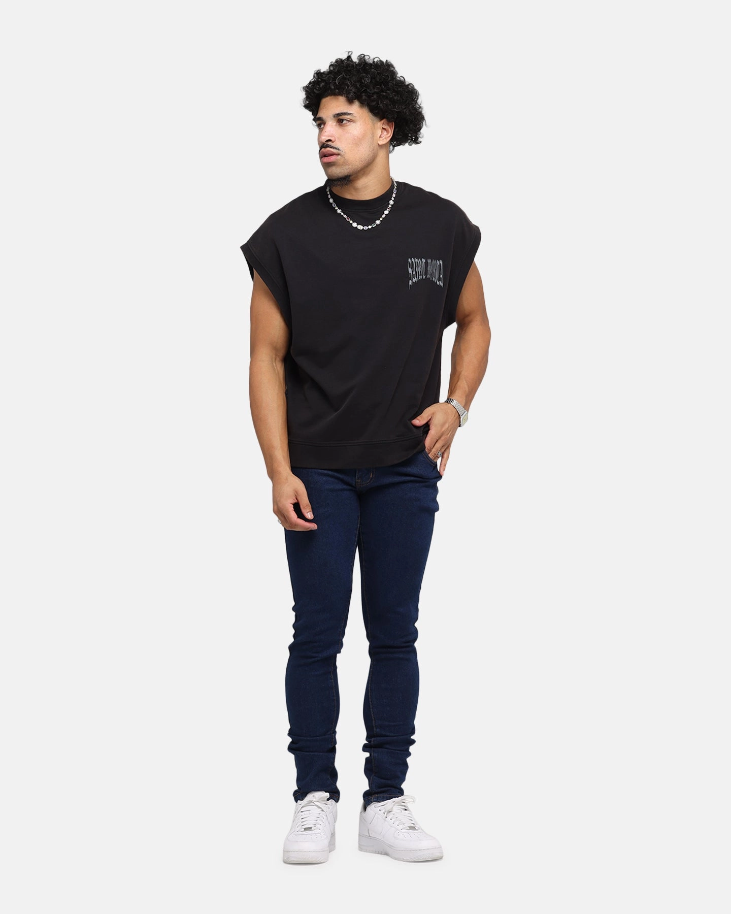 Saint Morta Vill Park Cut Off Sweater Vintage Black Stylish Outfit