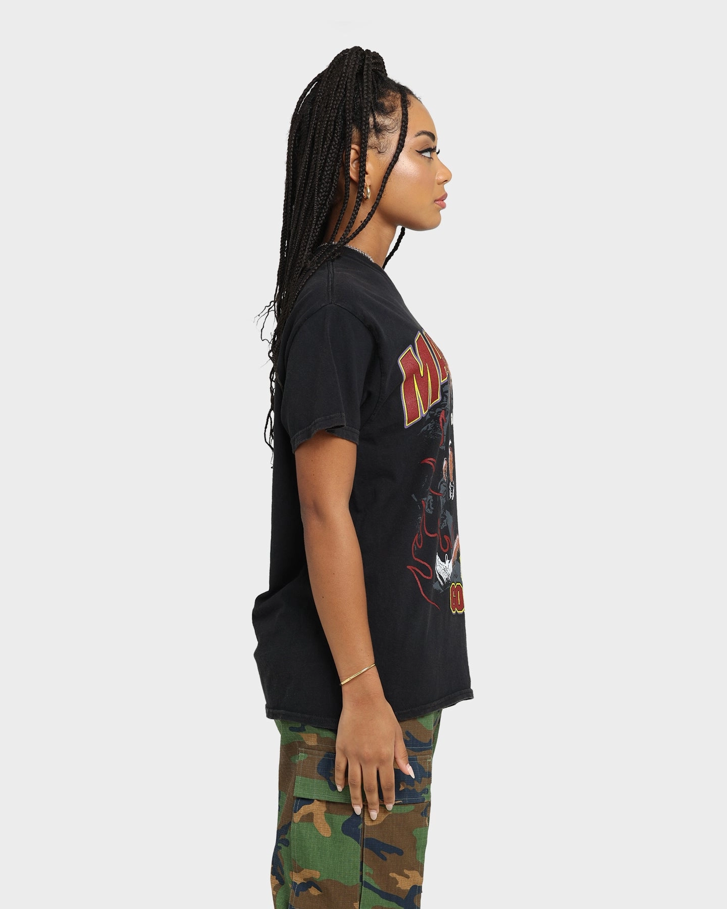 college Goat Crew Man Down Vintage T-Shirt Black Wash