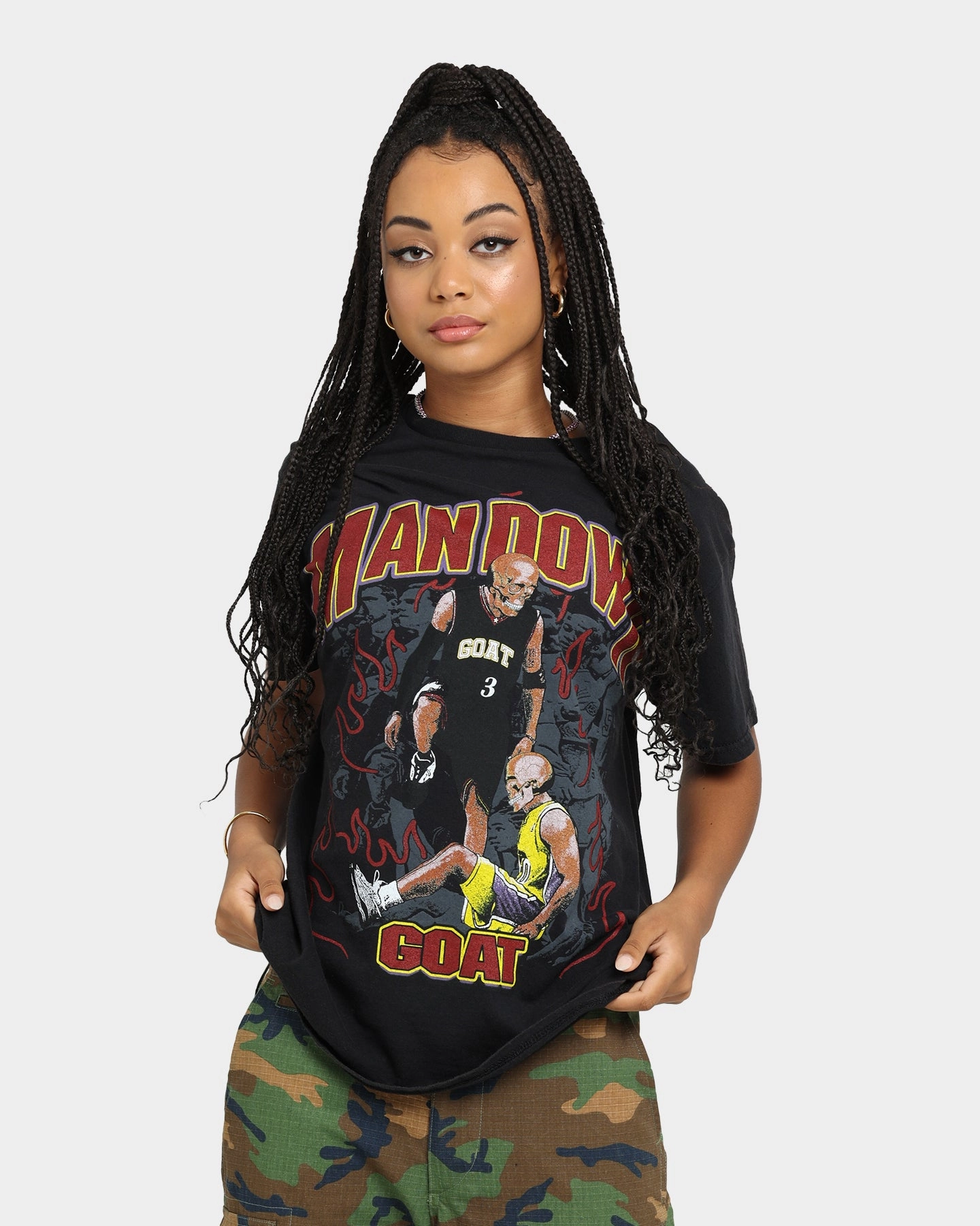 Comfort Wearable Goat Crew Man Down Vintage T-Shirt Black Wash