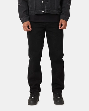 Button Fly Closure Durable Minimalist Style Party Look Saint Morta Psykhe Distressed Jeans Washed Black