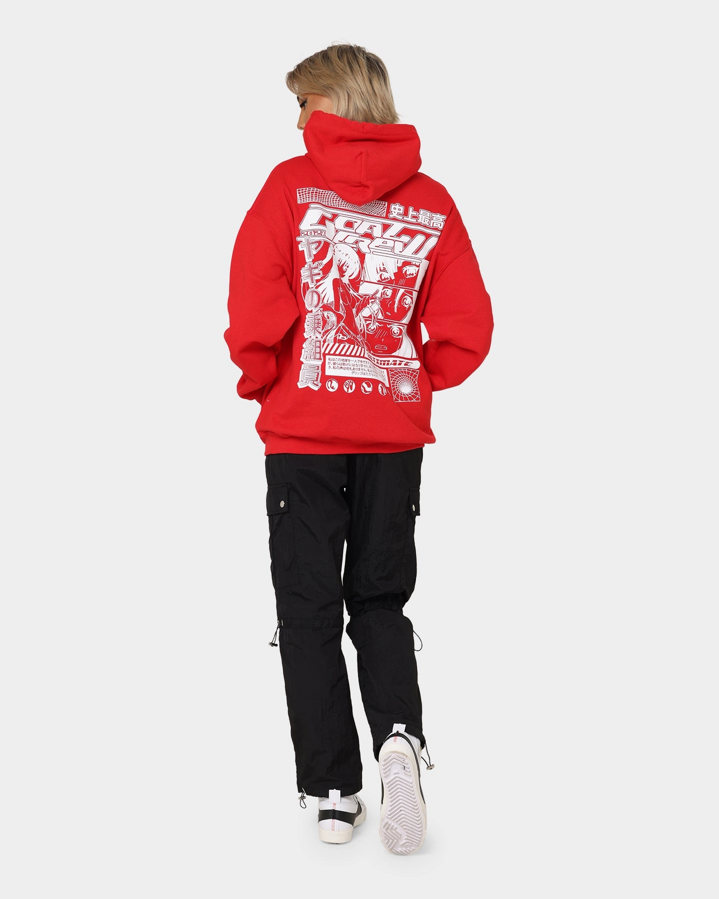 High Neck Clock Goat Crew Anime Hoodie Red