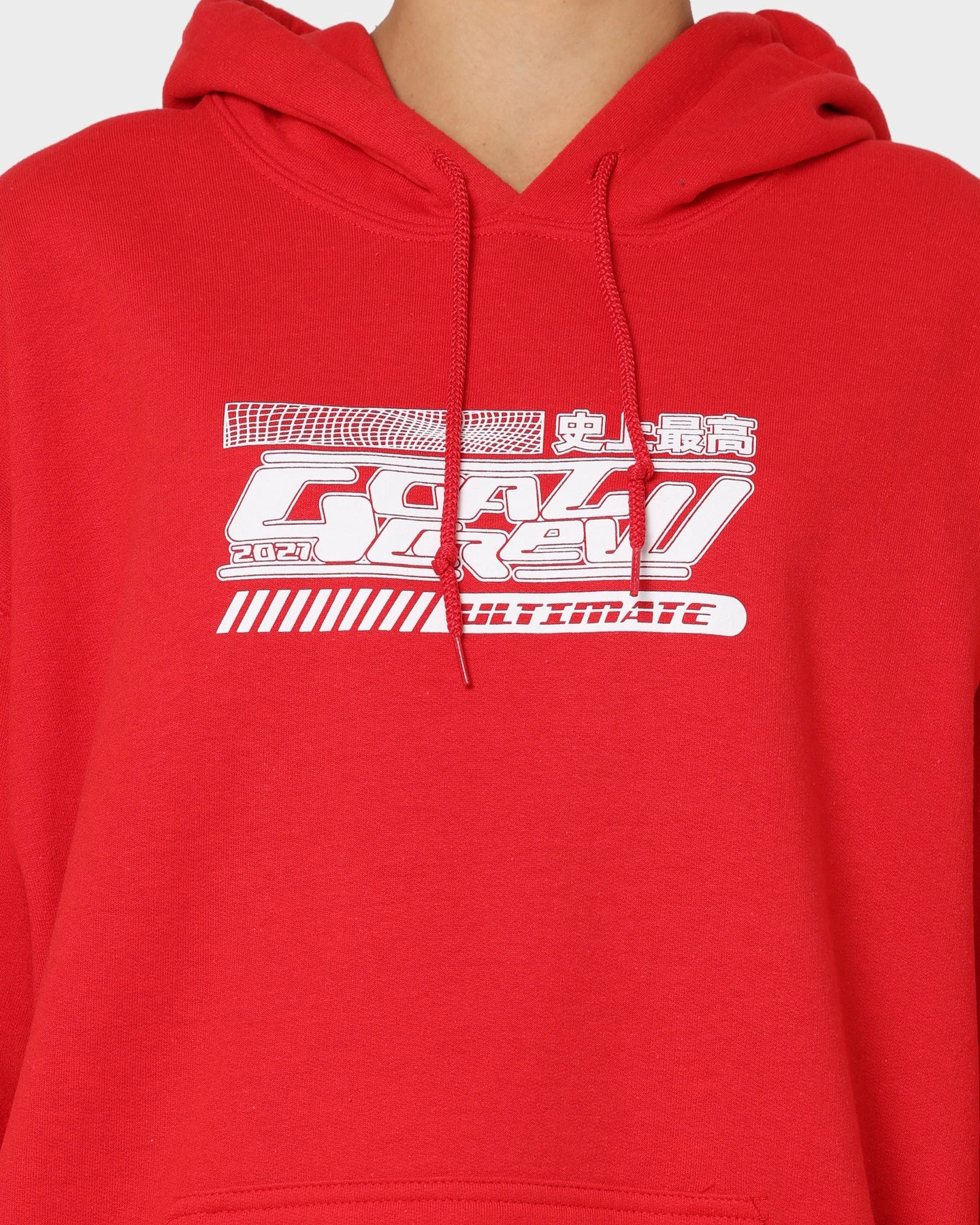 Flex Stretch Material Grow Goat Crew Anime Hoodie Red