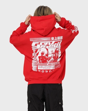 Goat Crew Anime Hoodie Red Athletic Fit