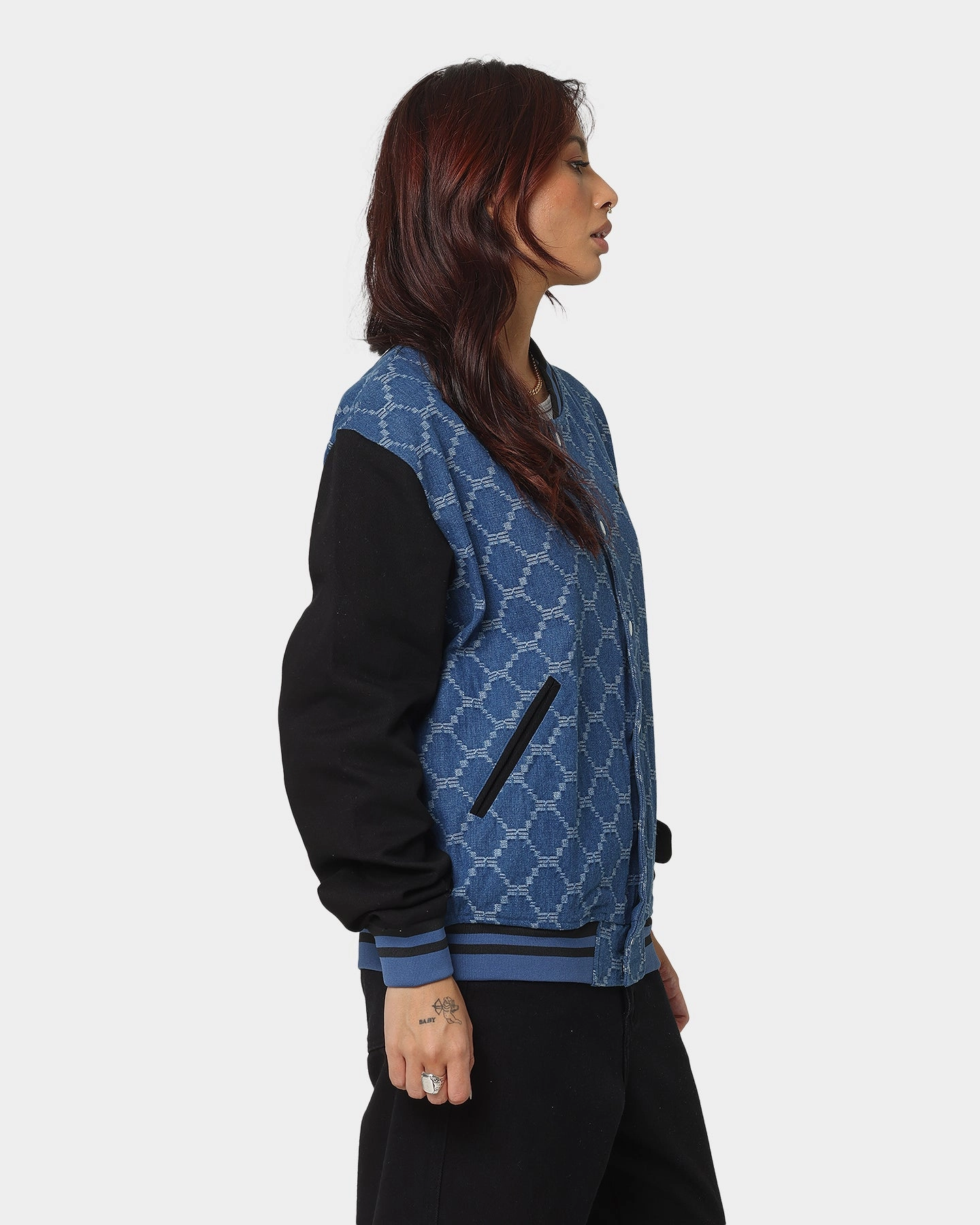 Adore Bronzer XXIII Athy Denim Baseball Jacket Blue/White