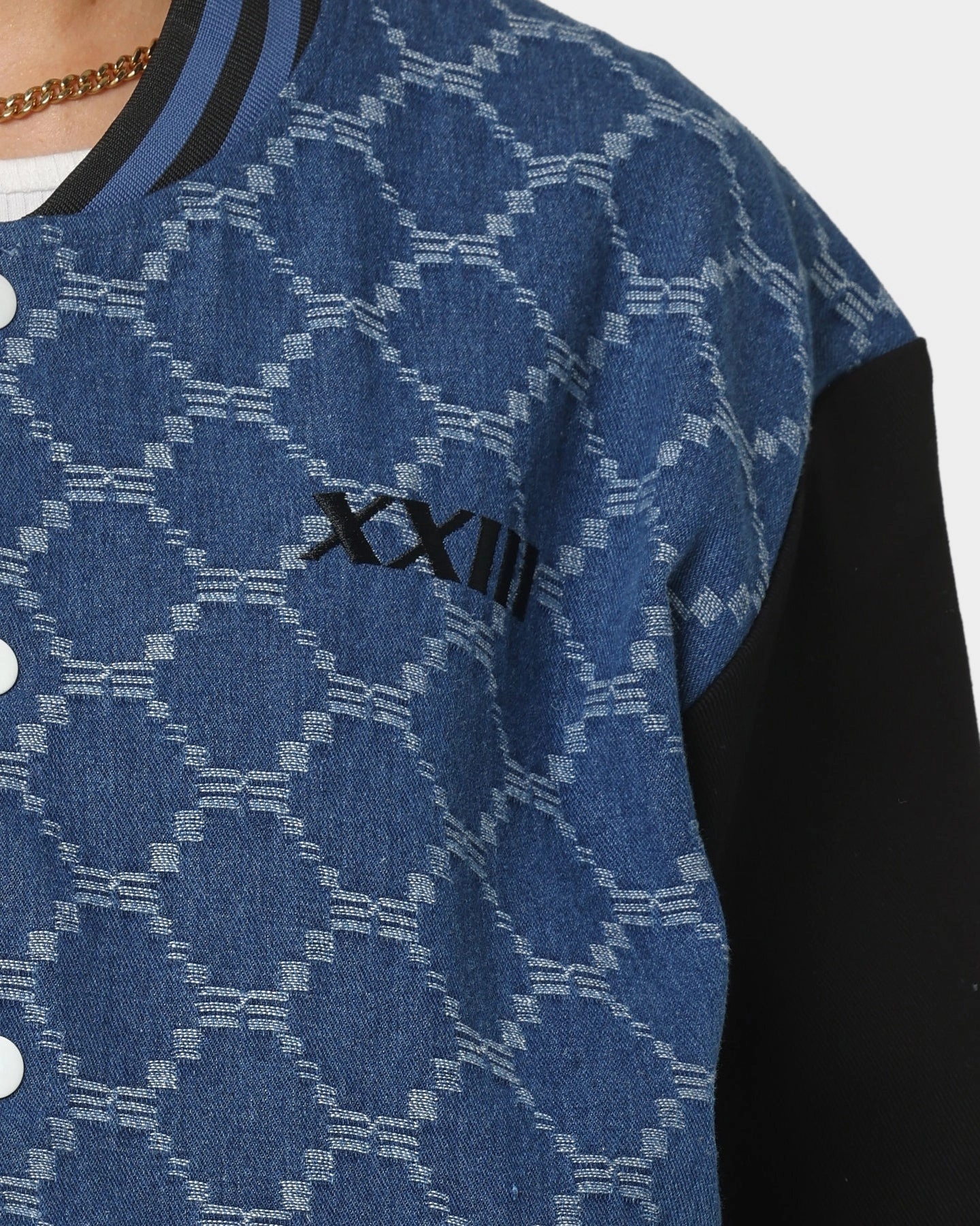 XXIII Athy Denim Baseball Jacket Blue/White Street Function Level