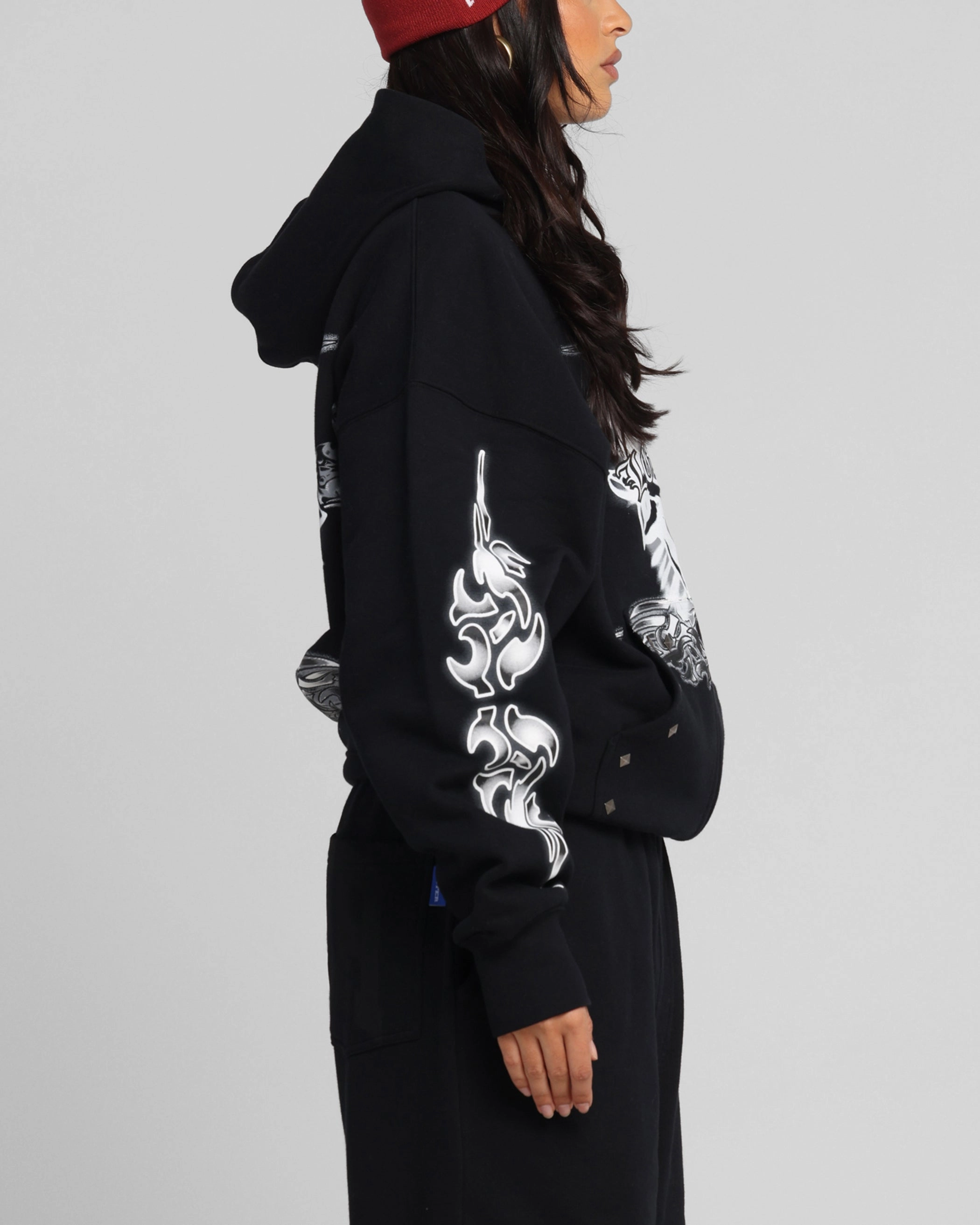 Loiter Hearts Zip Hoodie Black Outdoor Use Quality Assurance