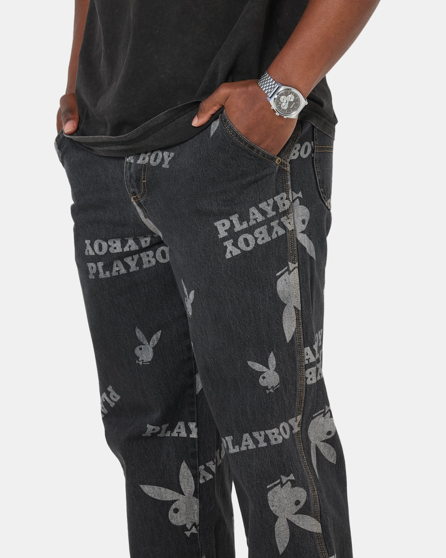 Playboy Mess Denim Jeans Washed Black Timeless Edge