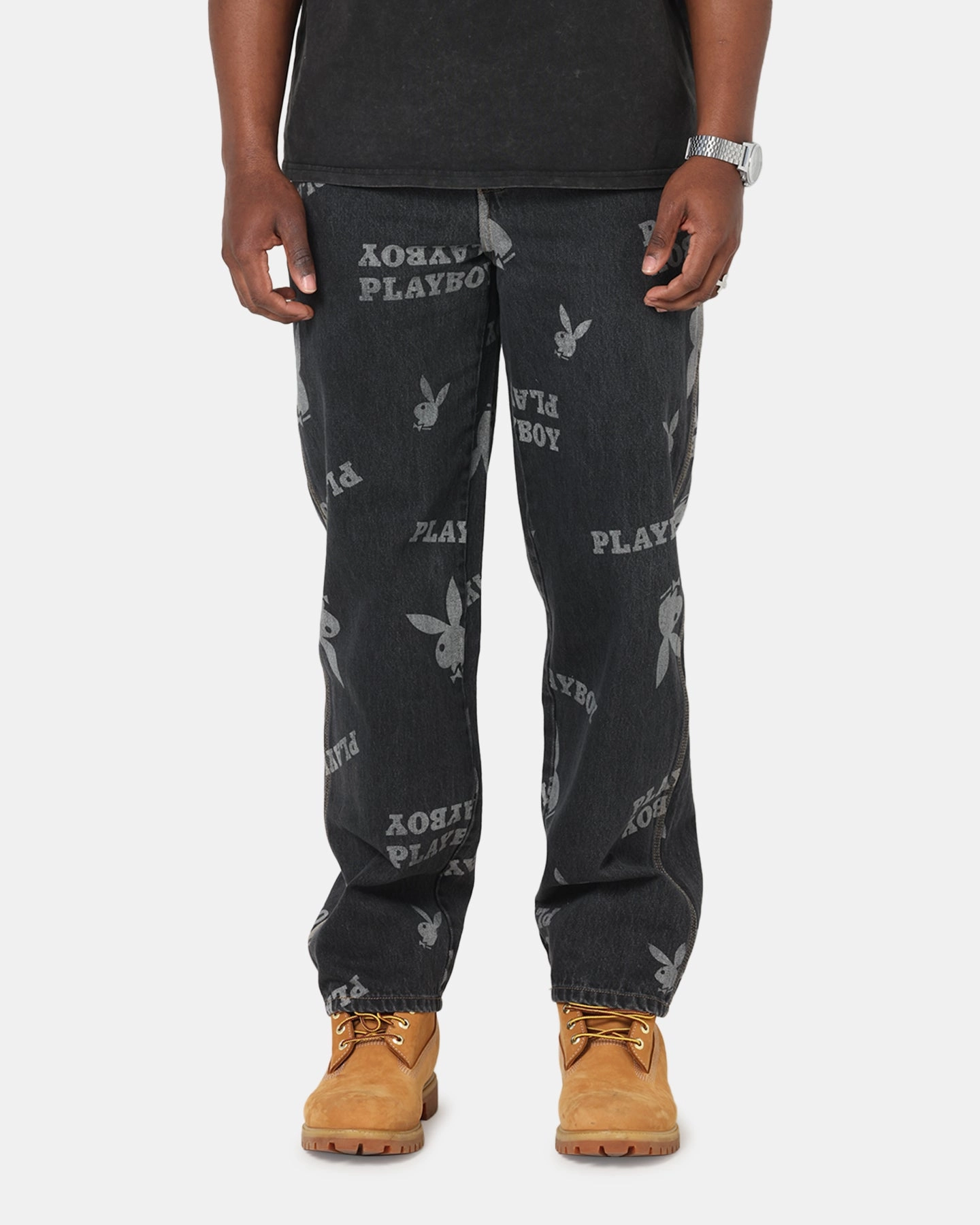 Playboy Mess Denim Jeans Washed Black Street Appeal