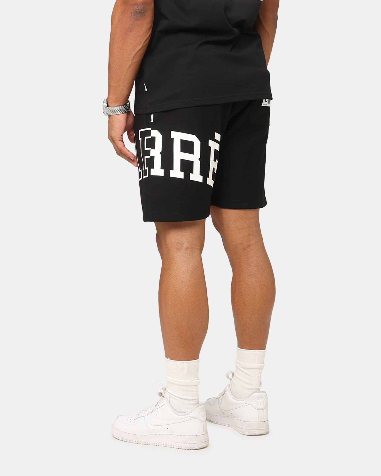 Striped Pattern All Season Carr?? Enorme Sweat Shorts Black